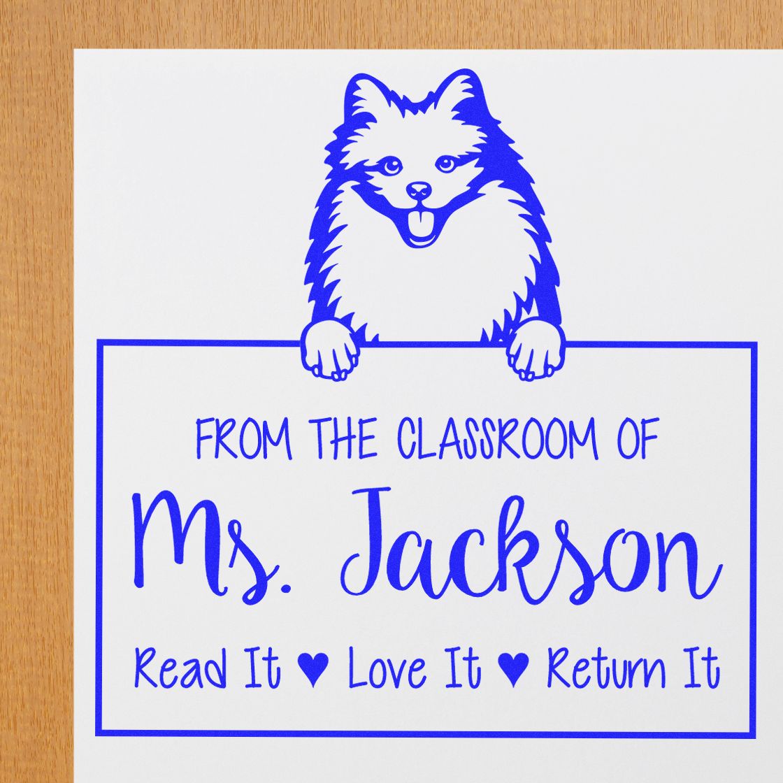 American Eskimo Dog Personalized Book Tag Stamp - Engineer Seal Stamps