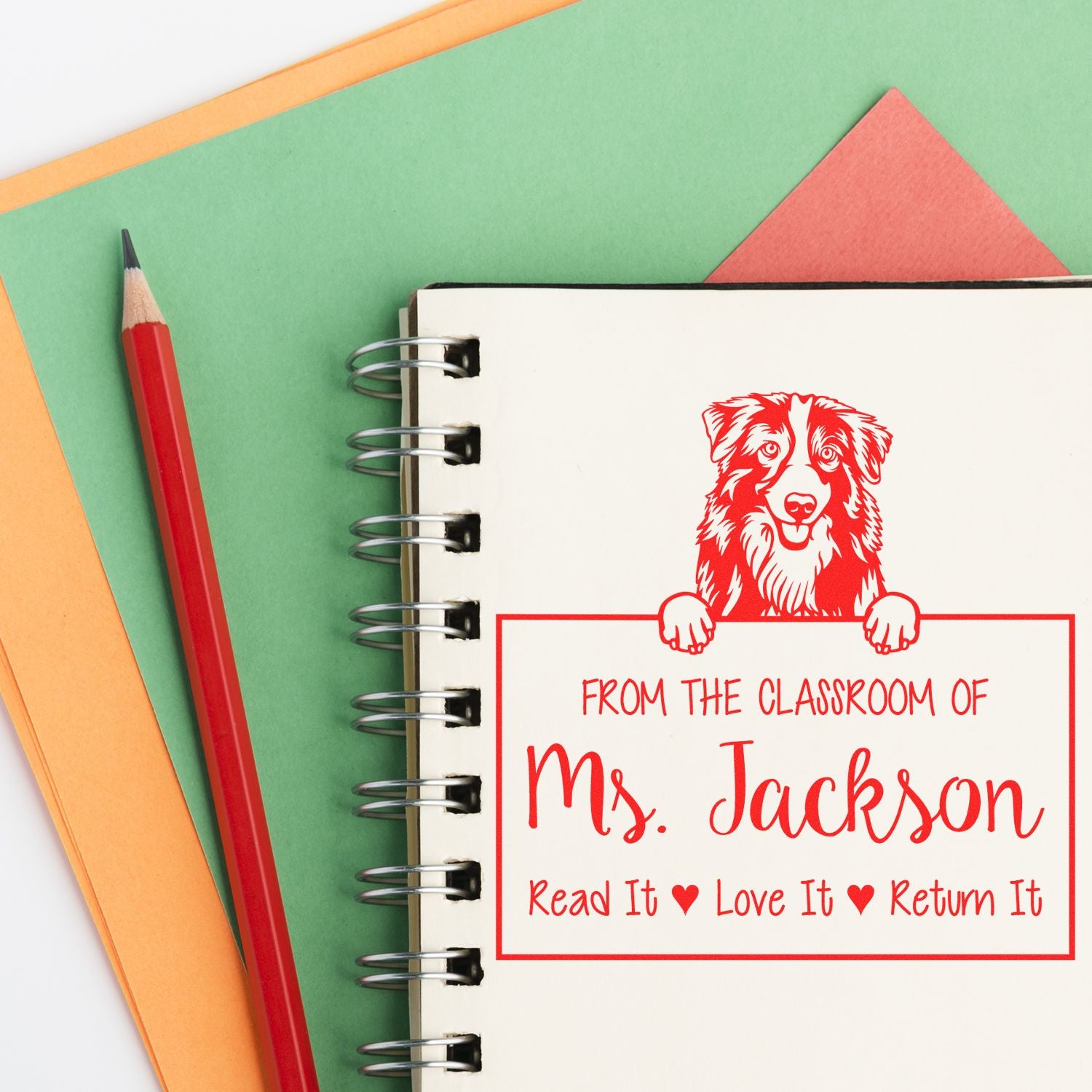 Australian Shepherd Customizable Gift For Book Lovers Stamp Self-Inking - Engineer Seal Stamps