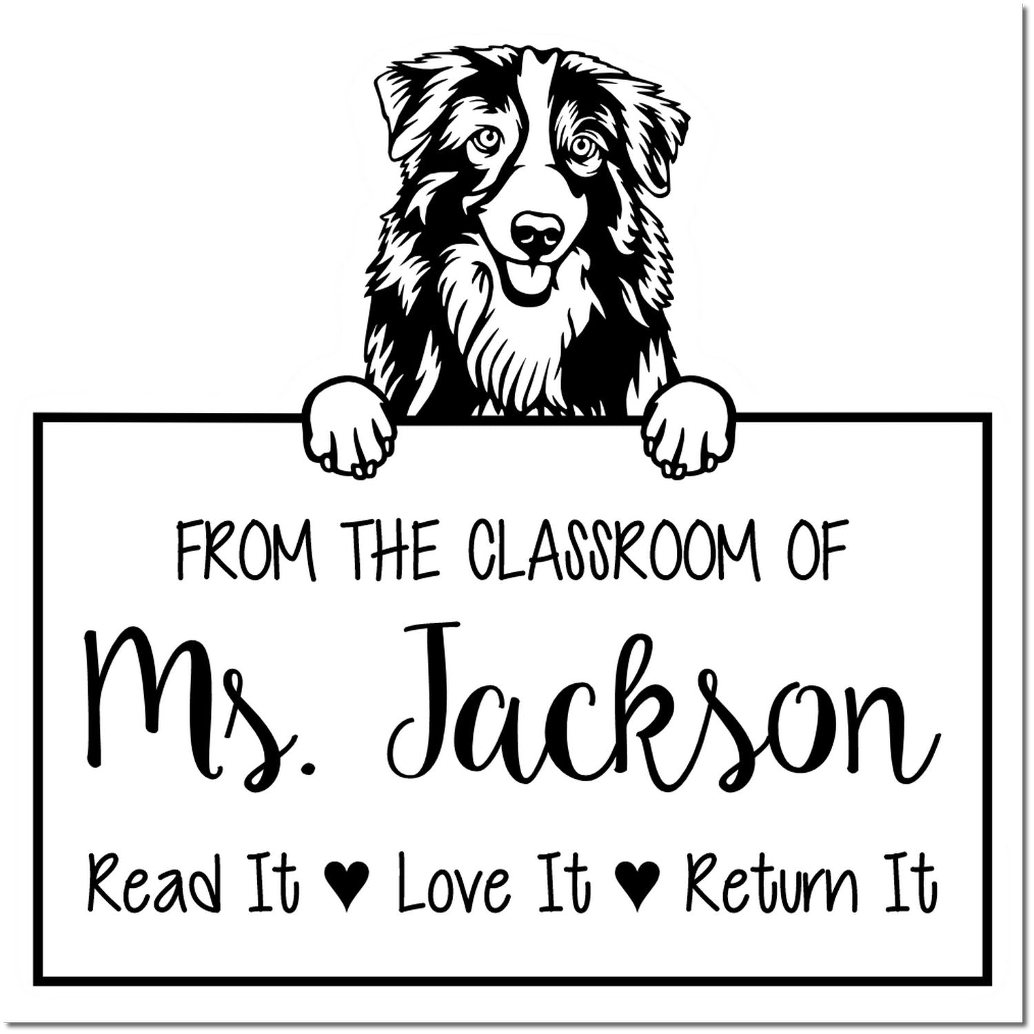 Australian Shepherd Custom Book Collection Stamp - Engineer Seal Stamps