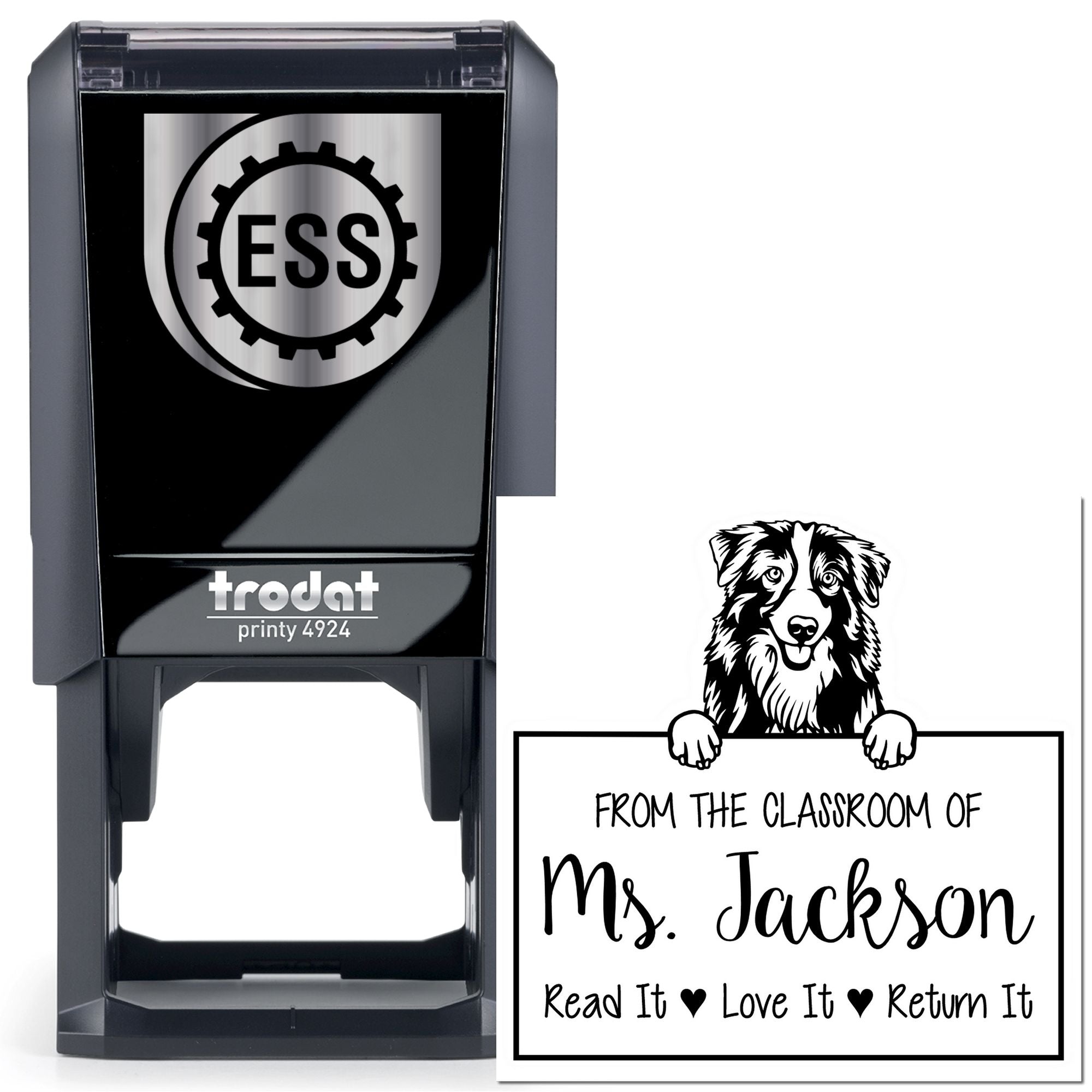 Australian Shepherd Customizable Gift For Book Lovers Stamp Self-Inking - Engineer Seal Stamps