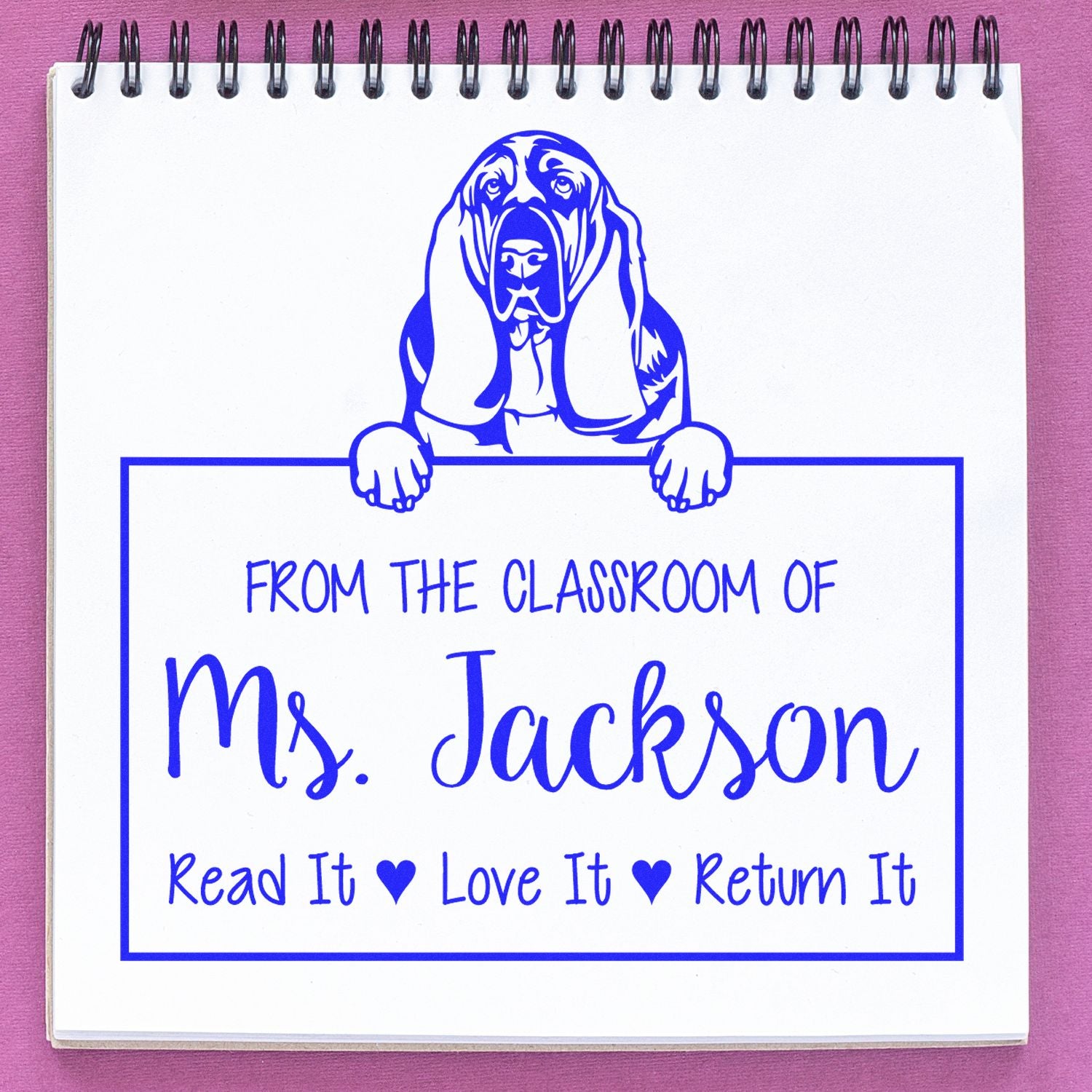 Basset Hound Custom Book Label Stamp - Engineer Seal Stamps