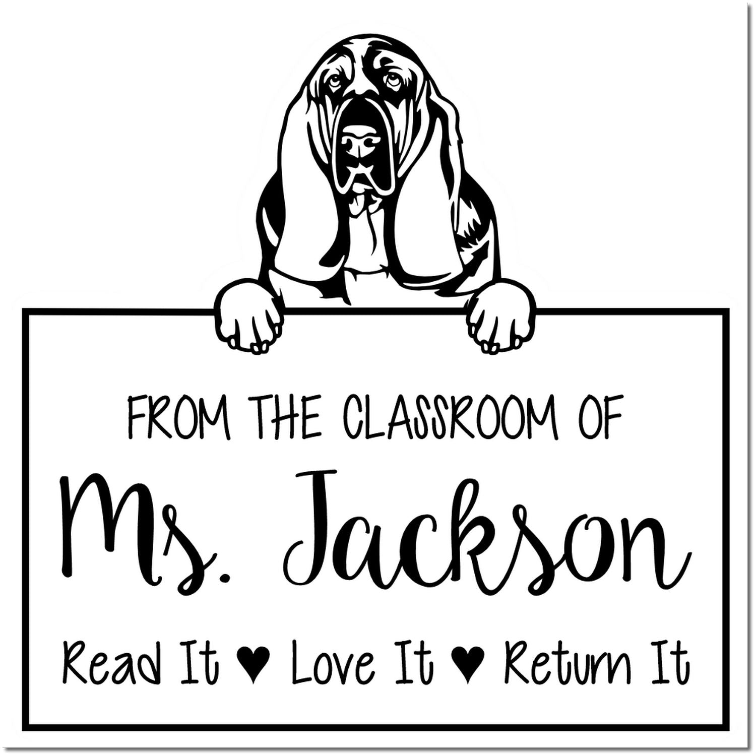 Basset Hound Customizable Home Library Stamp Self-Inking - Engineer Seal Stamps