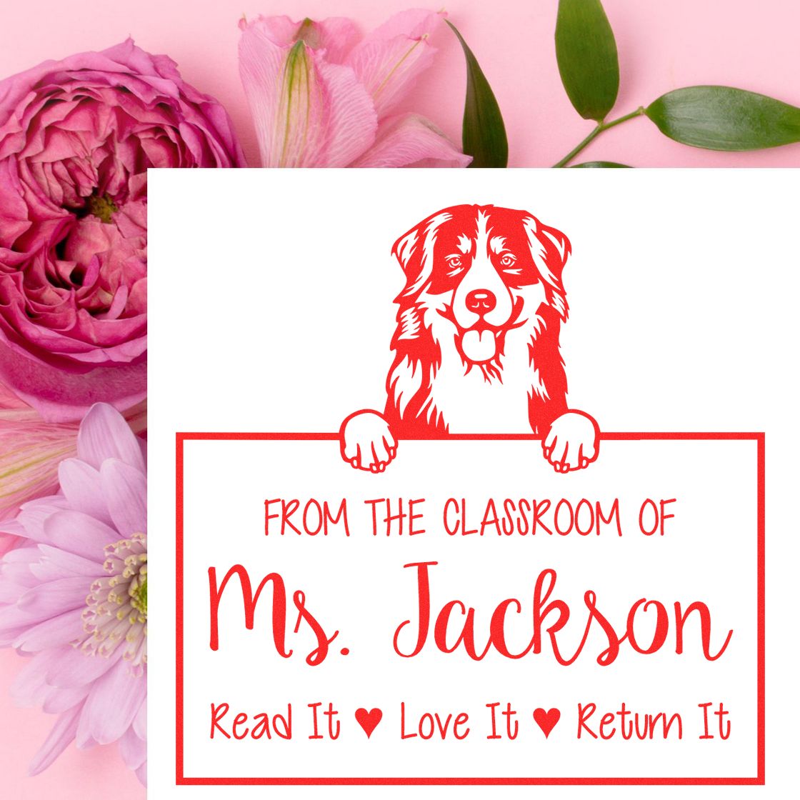 Bernese Mountain Custom Book Name Stamp - Engineer Seal Stamps