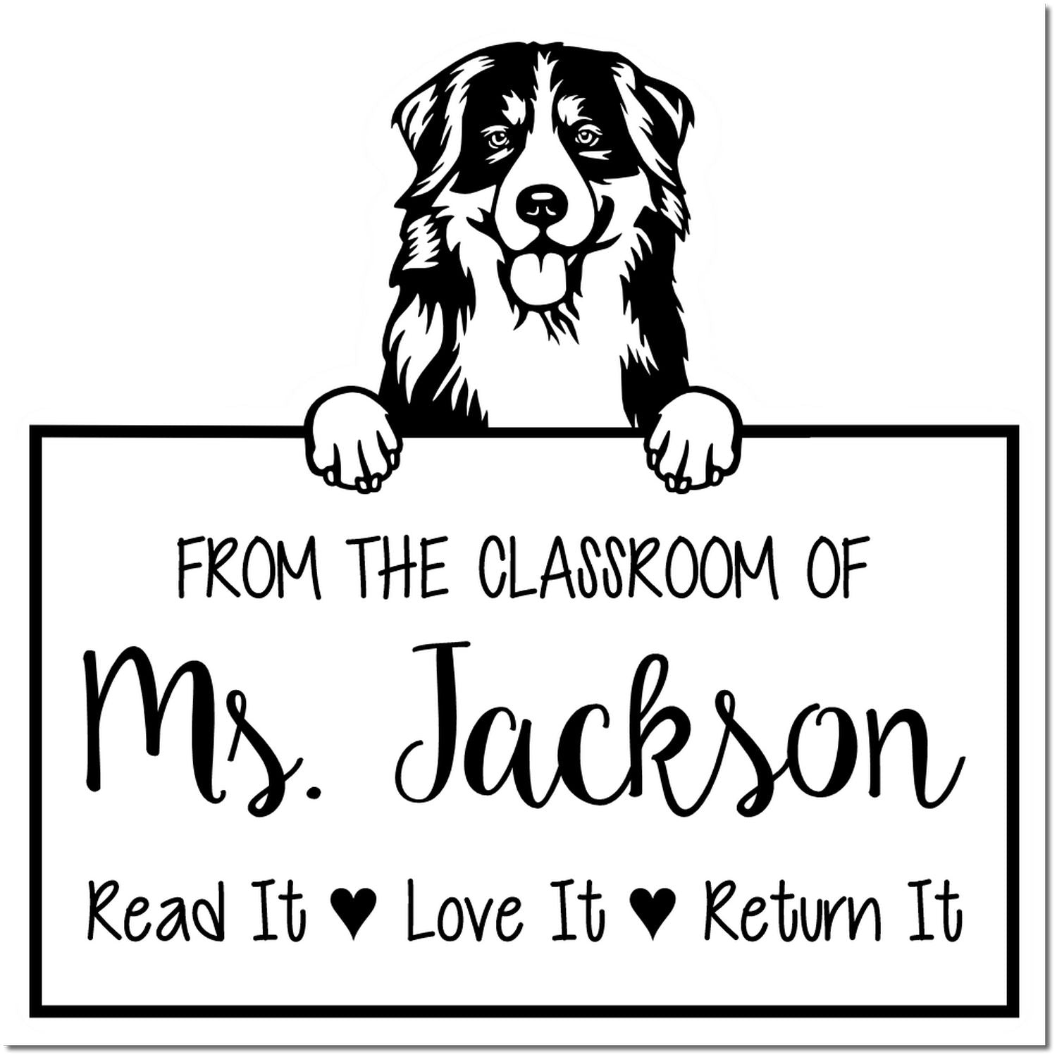 Bernese Mountain Customizable Library Check-Out Stamp Self-Inking - Engineer Seal Stamps