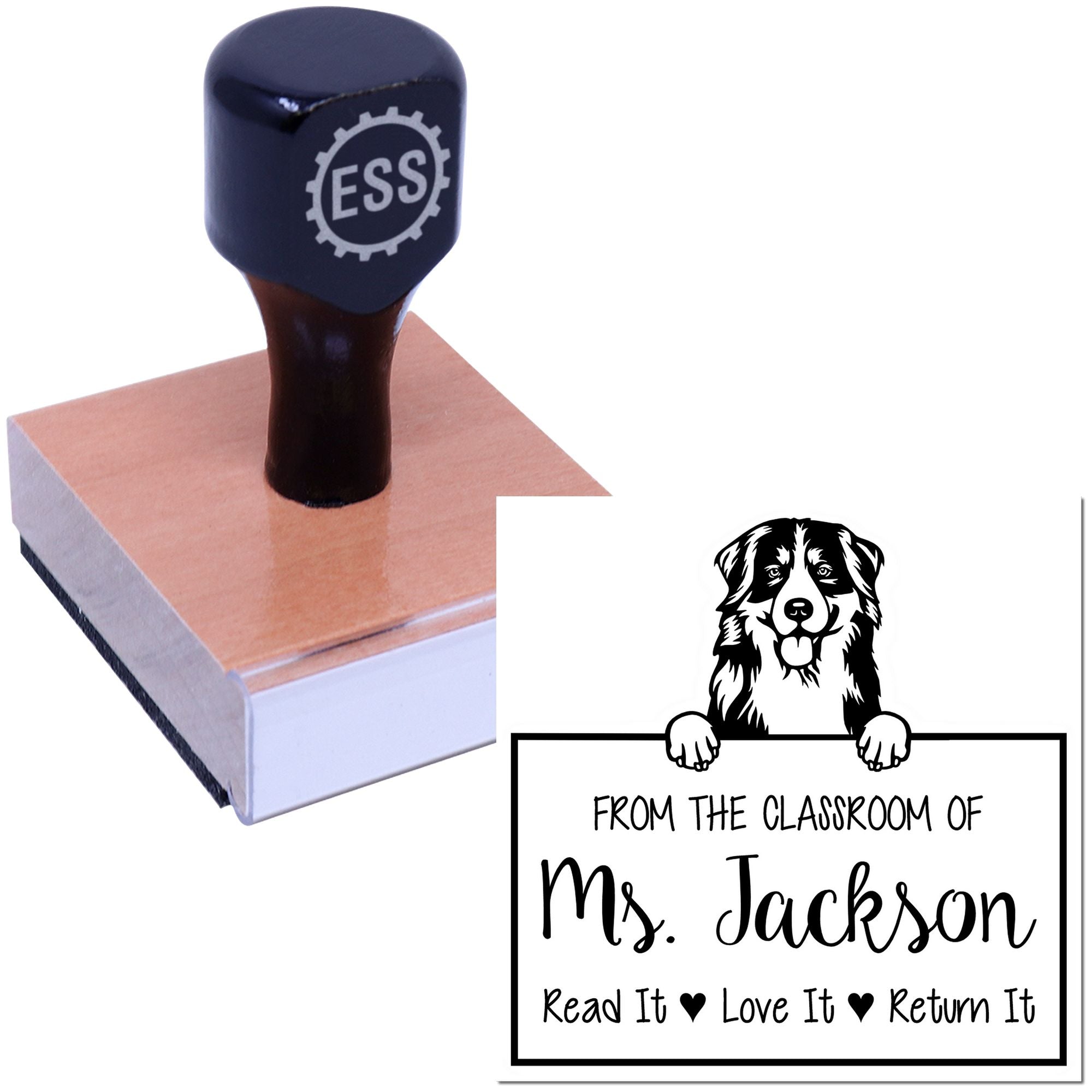 Bernese Mountain Custom Book Name Stamp - Engineer Seal Stamps