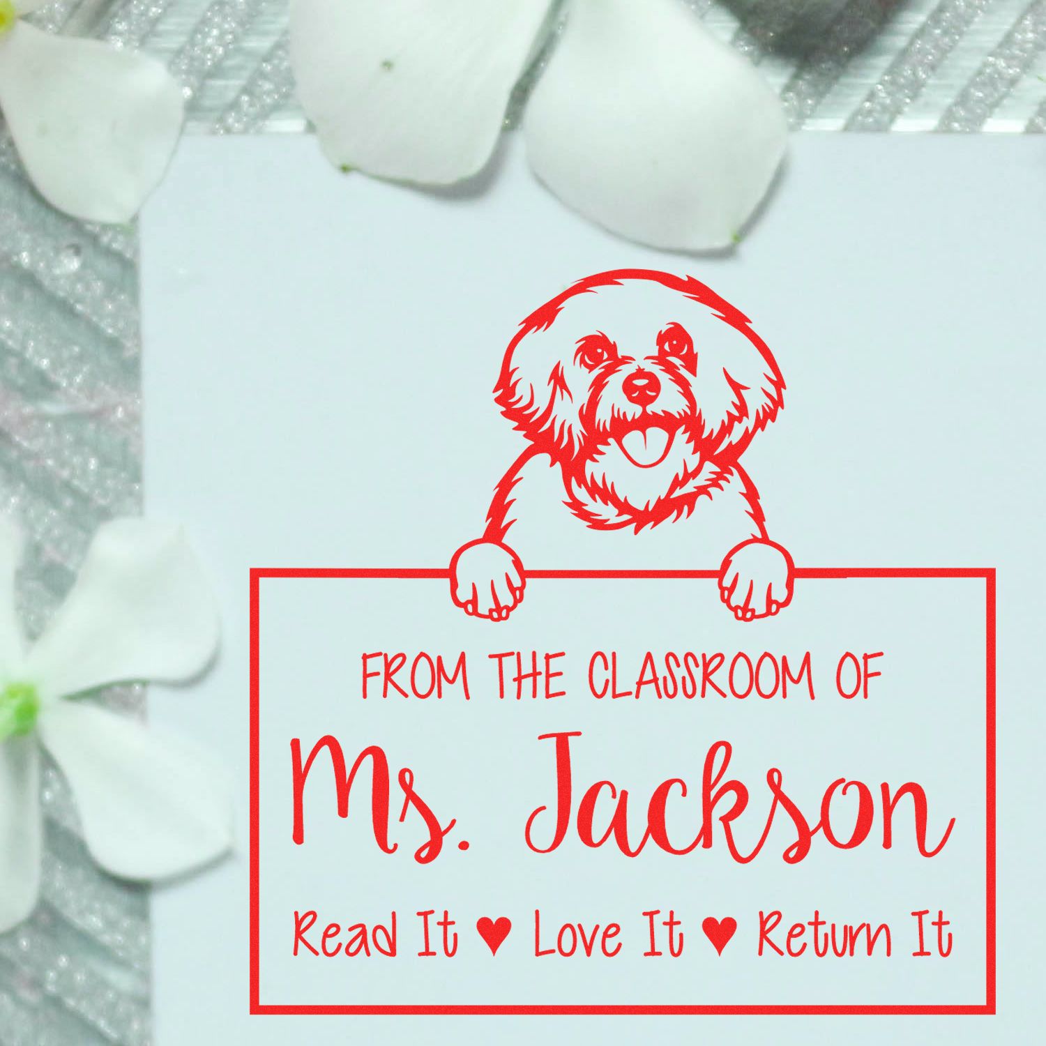 Bichon Frise Custom Book Ownership Stamp - Engineer Seal Stamps