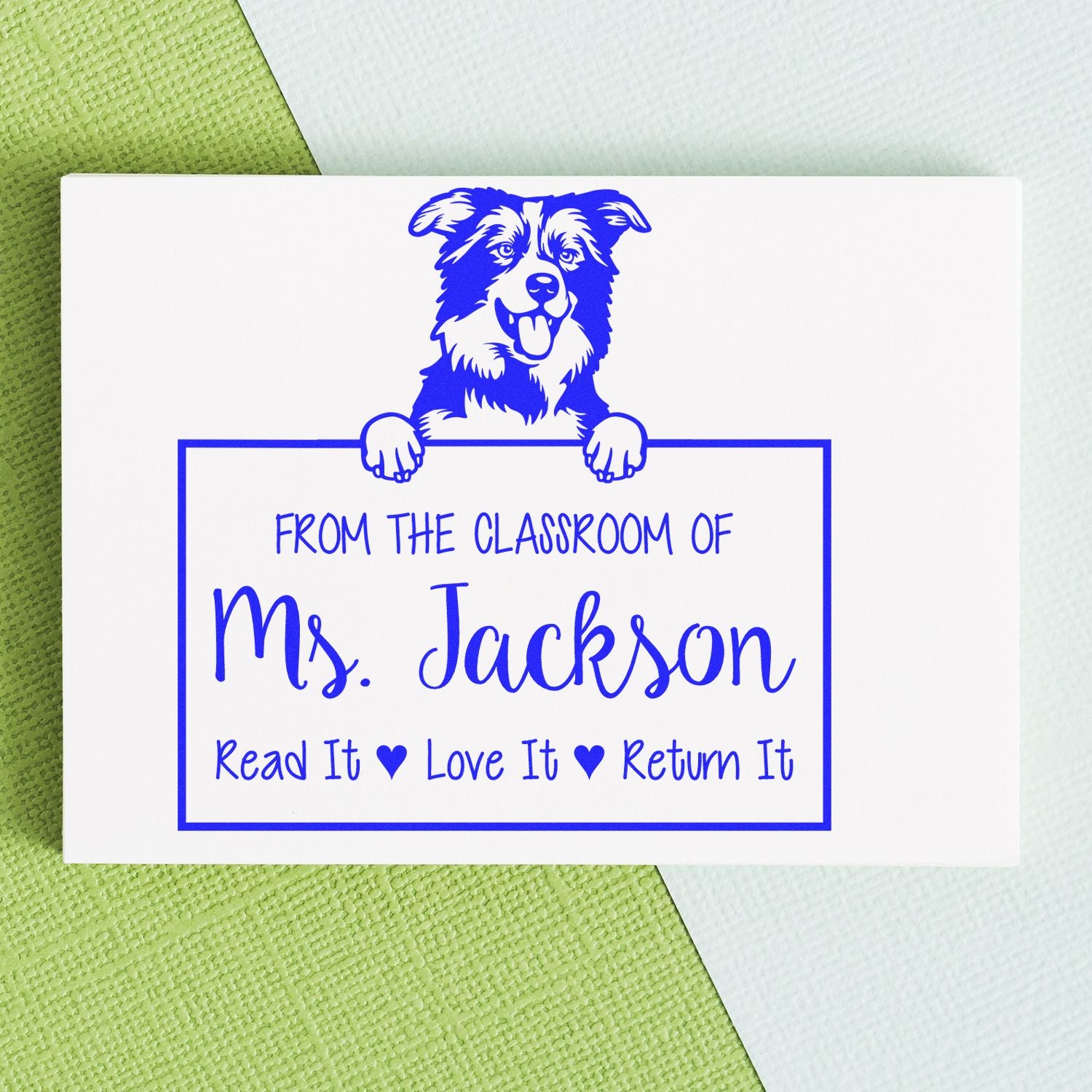 Border Collies Customizable Name For Books Stamp Self-Inking - Engineer Seal Stamps
