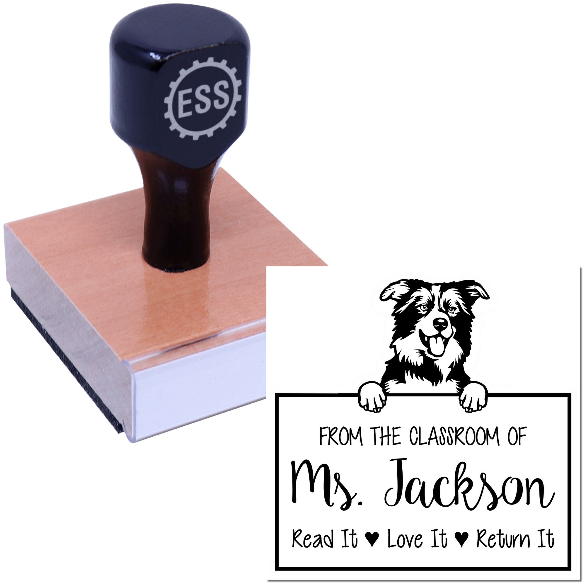 Border Collies Custom Book Return Stamp