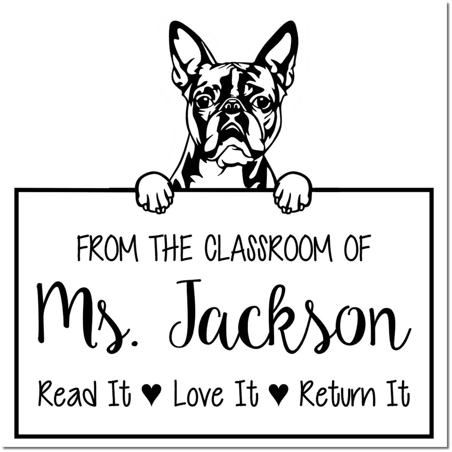 Boston Terrier Custom Book Stamp - Engineer Seal Stamps