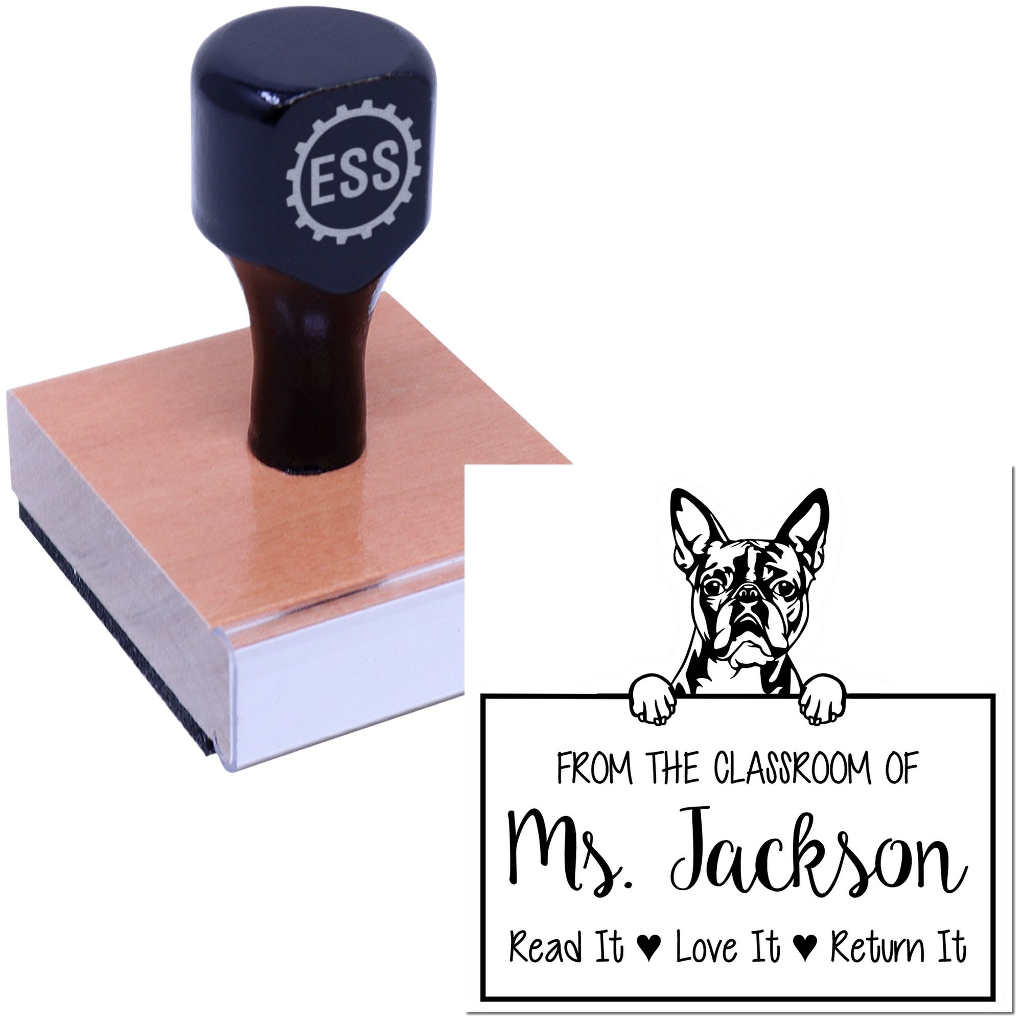 Boston Terrier Custom Book Stamp - Engineer Seal Stamps