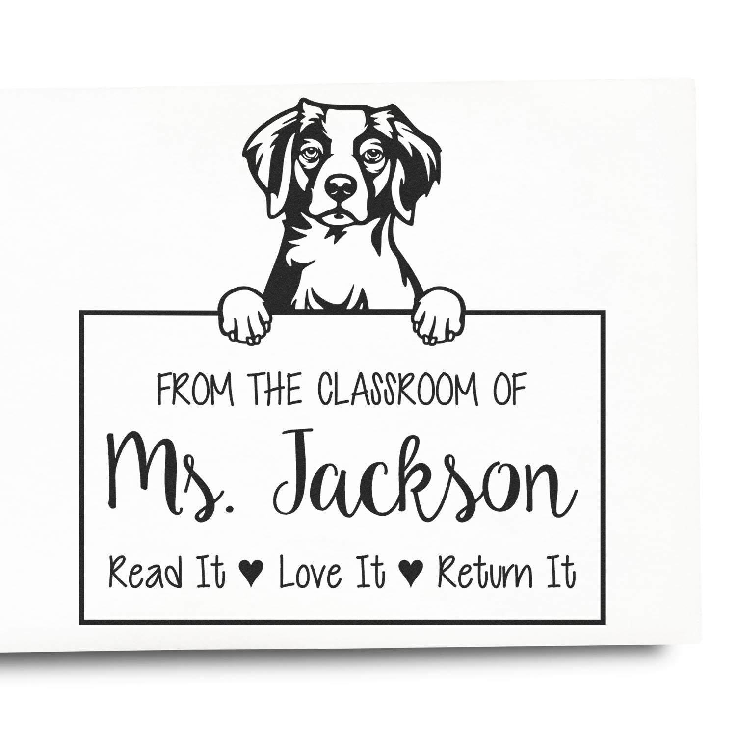 Brittany Dog Personalized Lending Library Stamp - Engineer Seal Stamps
