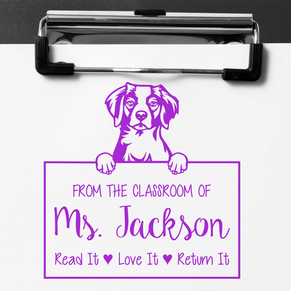 Brittany Dog Personalized Lending Library Stamp - Engineer Seal Stamps