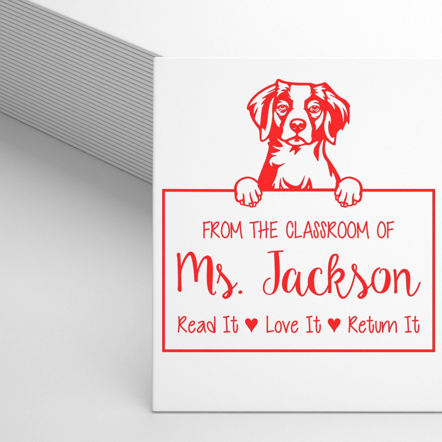 Personalizable For Teachers Stamp with Brittany Dog - Engineer Seal Stamps