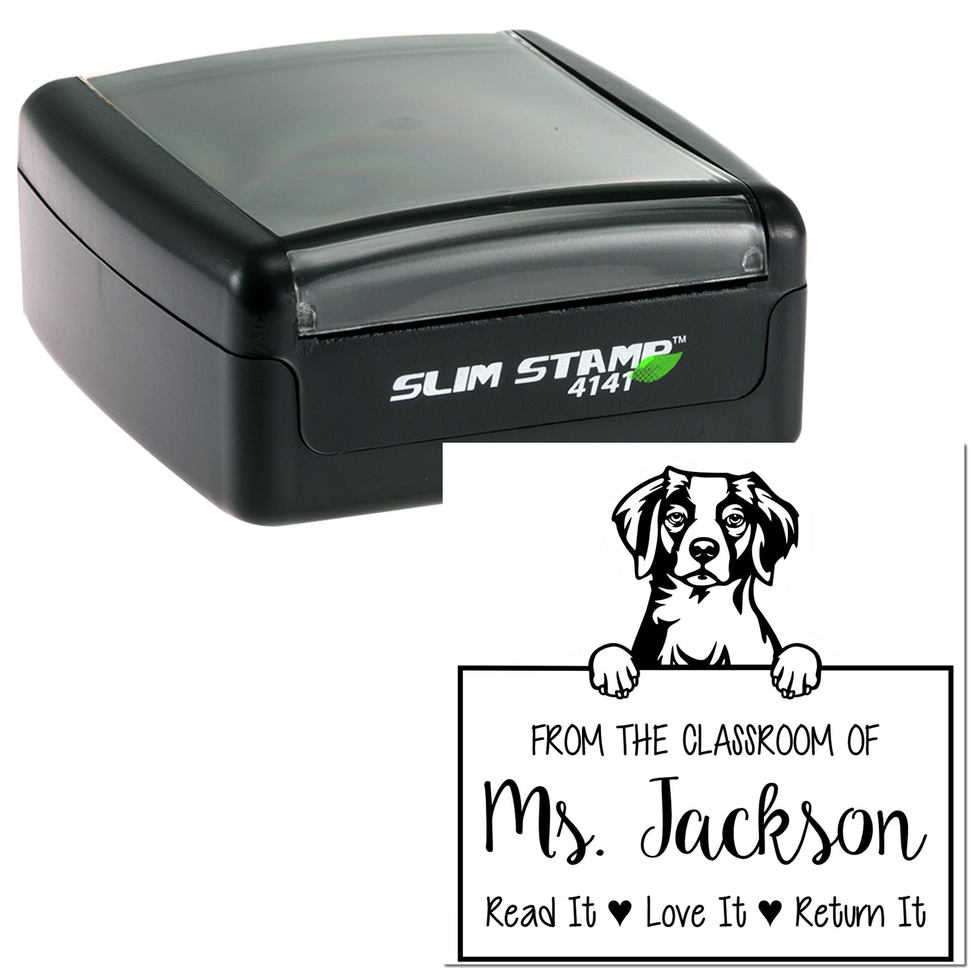 Personalizable For Teachers Stamp with Brittany Dog - Engineer Seal Stamps