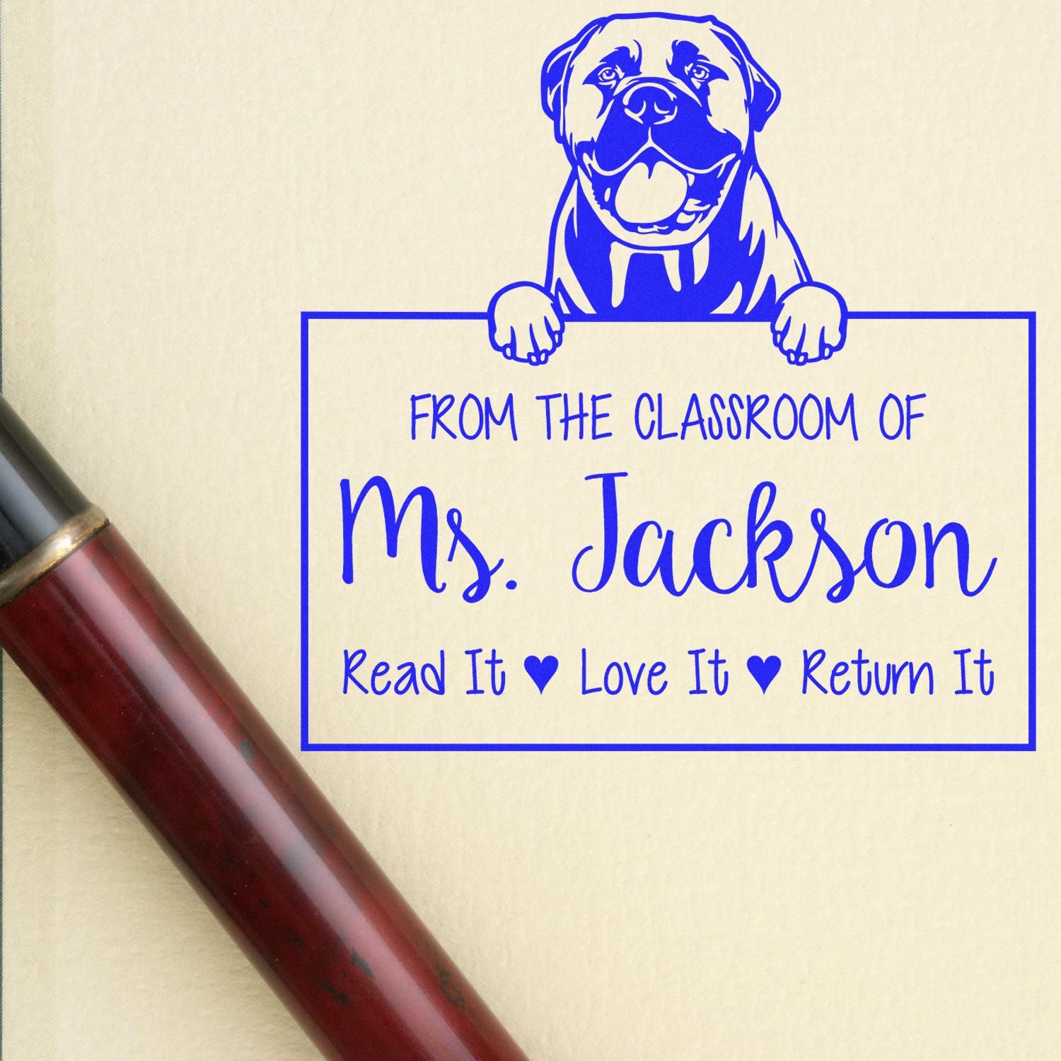 Bullmastiff Custom For Library Books Stamp - Engineer Seal Stamps