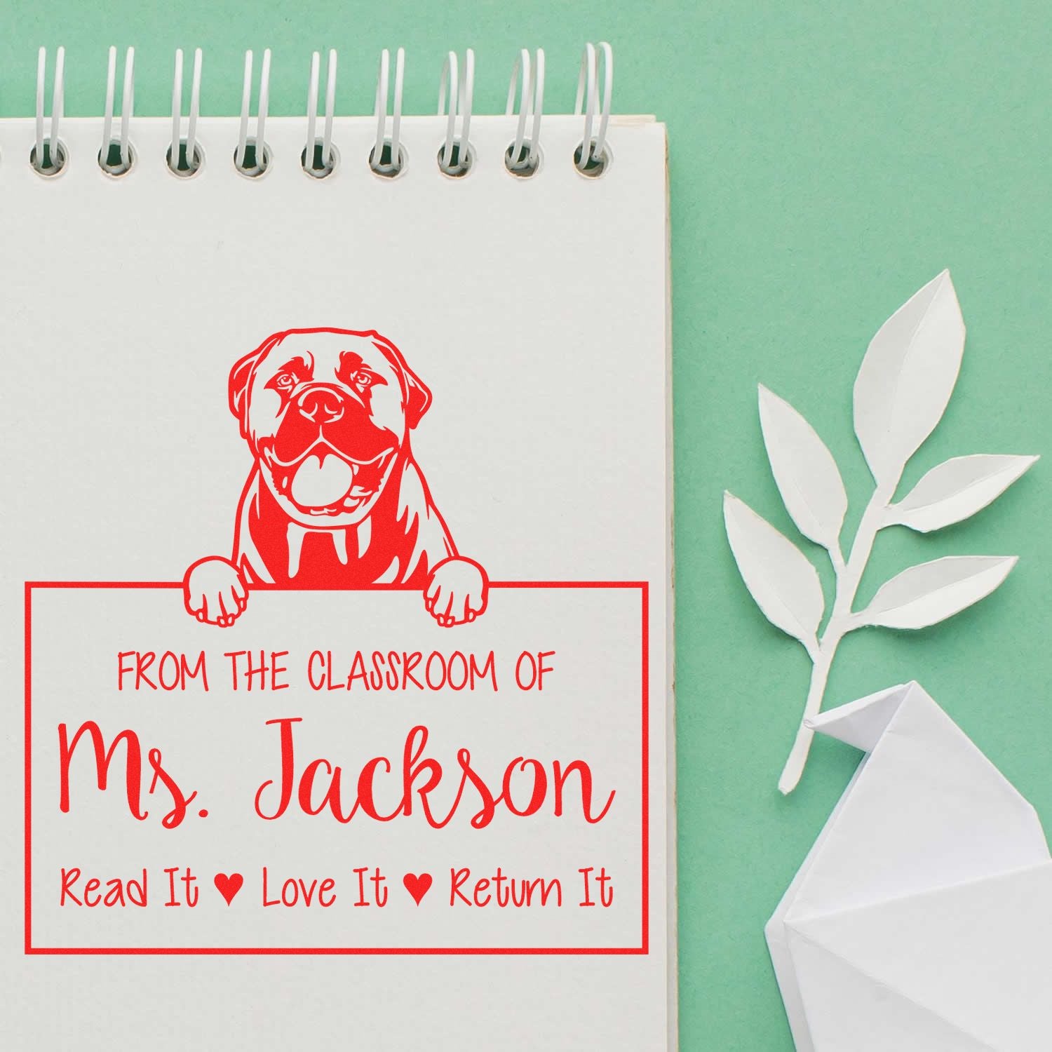 Adorable Bullmastiff Customizable Property Of Library Stamp Self-Inking - Engineer Seal Stamps