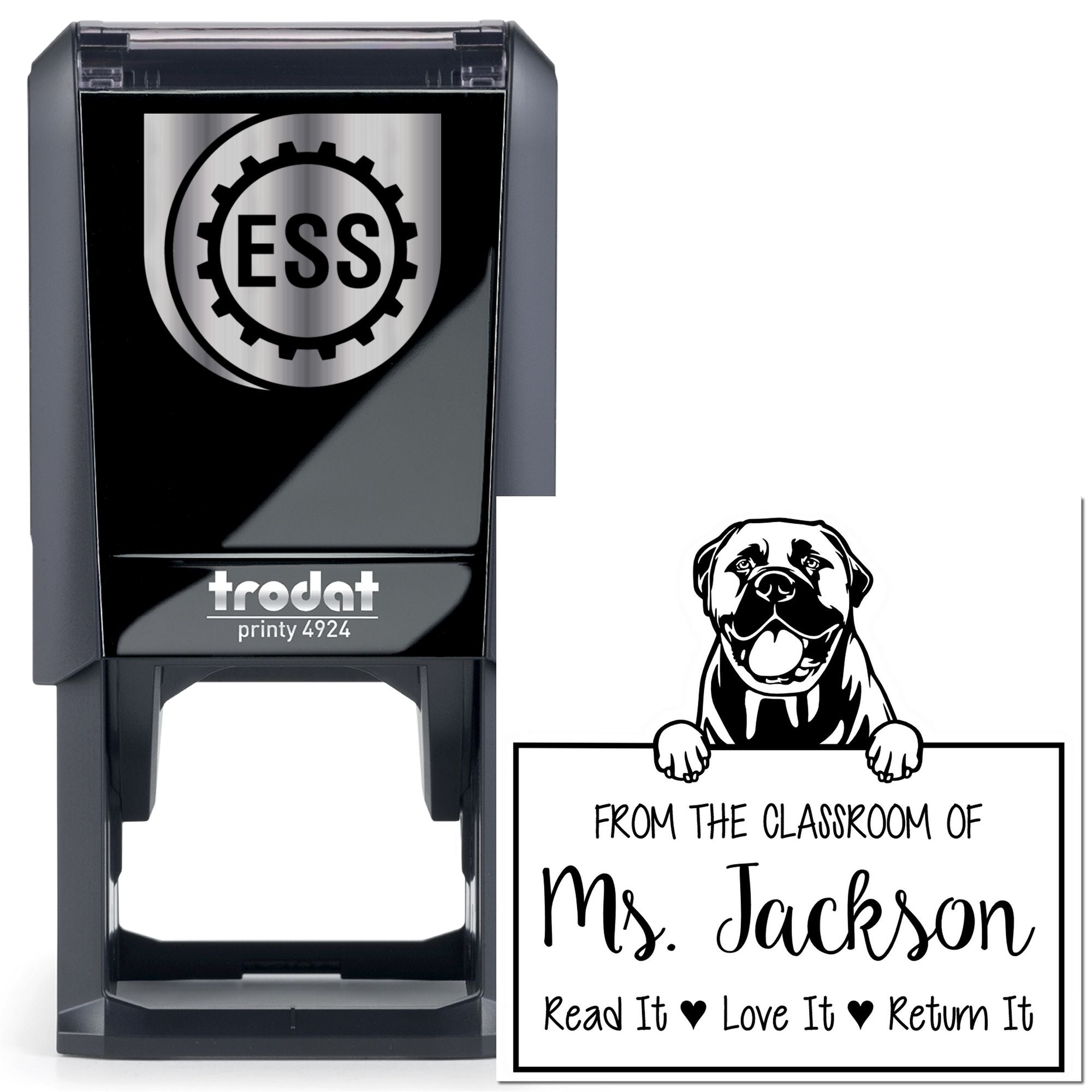 Adorable Bullmastiff Customizable Property Of Library Stamp Self-Inking - Engineer Seal Stamps