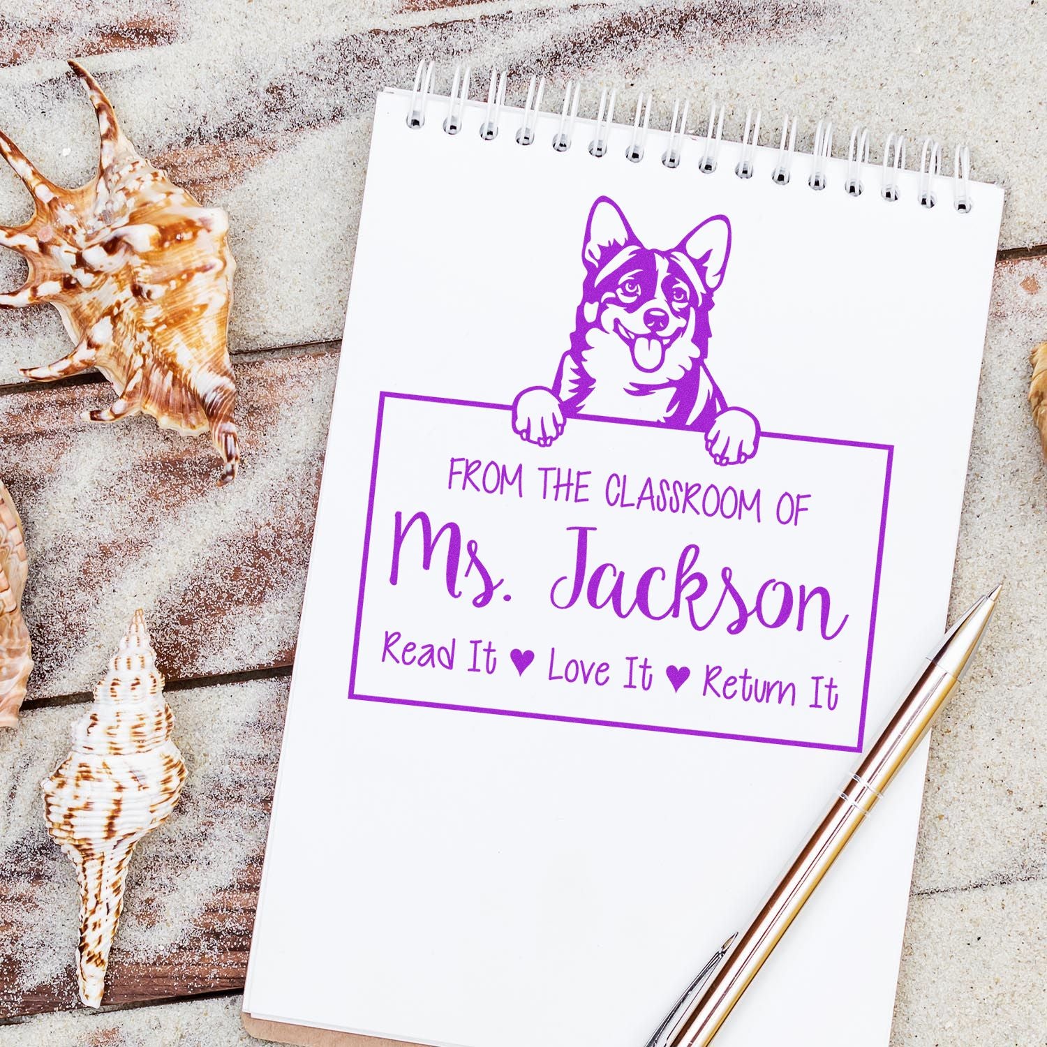 Cardigan Welsh Corgis Custom Home Library Stamp