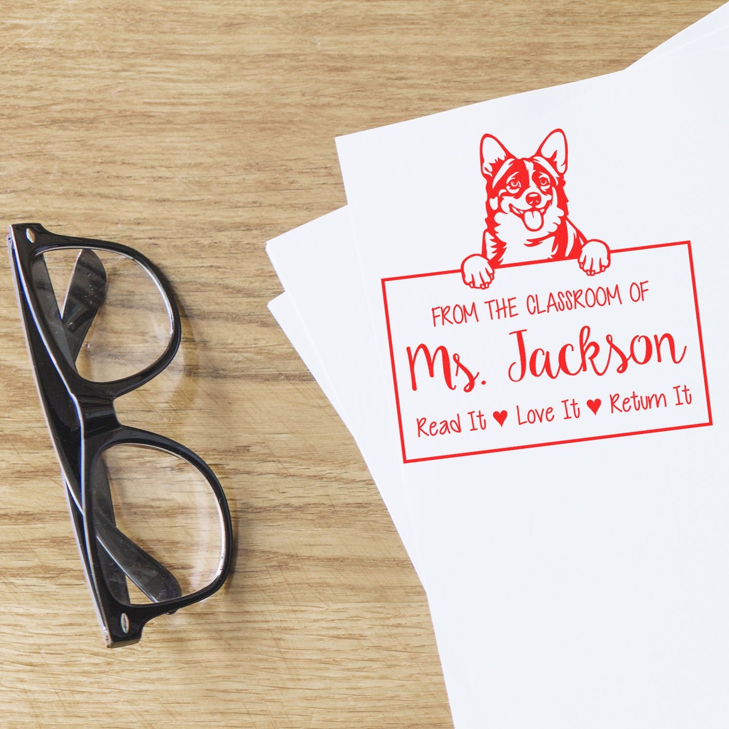 Cardigan Welsh Corgis Dog Personalized Library Organization Stamp - Engineer Seal Stamps