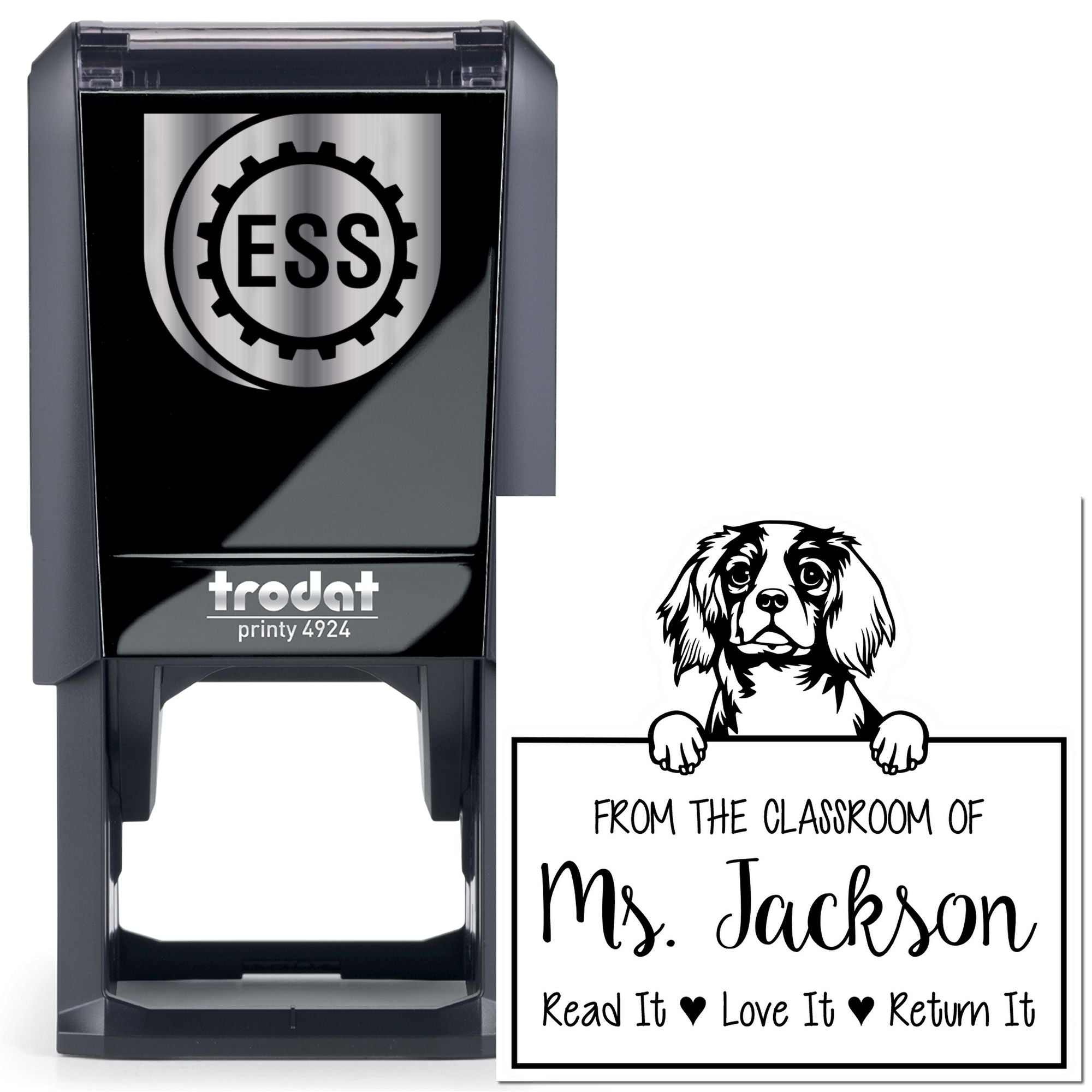 Adorable Cavalier King Charles Spaniel Customizable Read It Love It Return It Custom Stamp Self-Inking - Engineer Seal Stamps