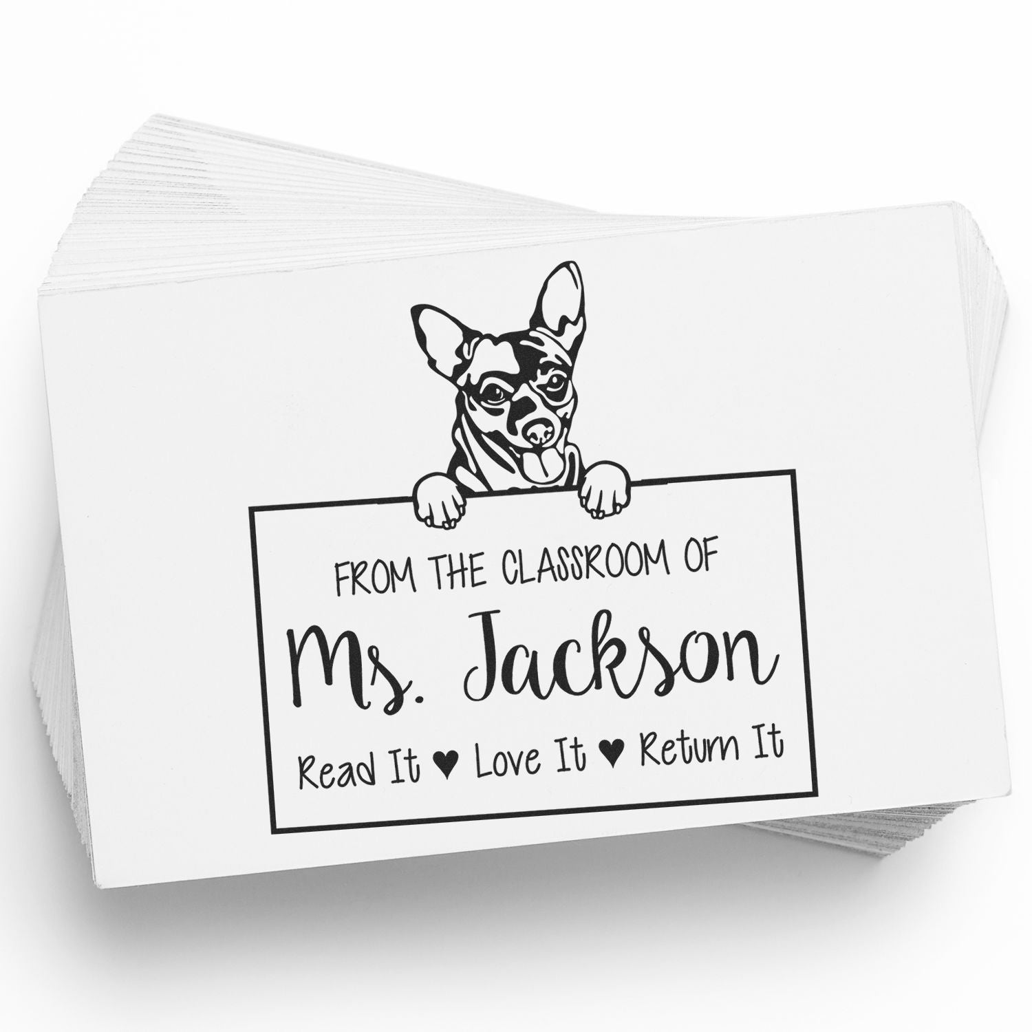 Cihuahua Dog Personalized Please Return My Library Book Stamp - Engineer Seal Stamps