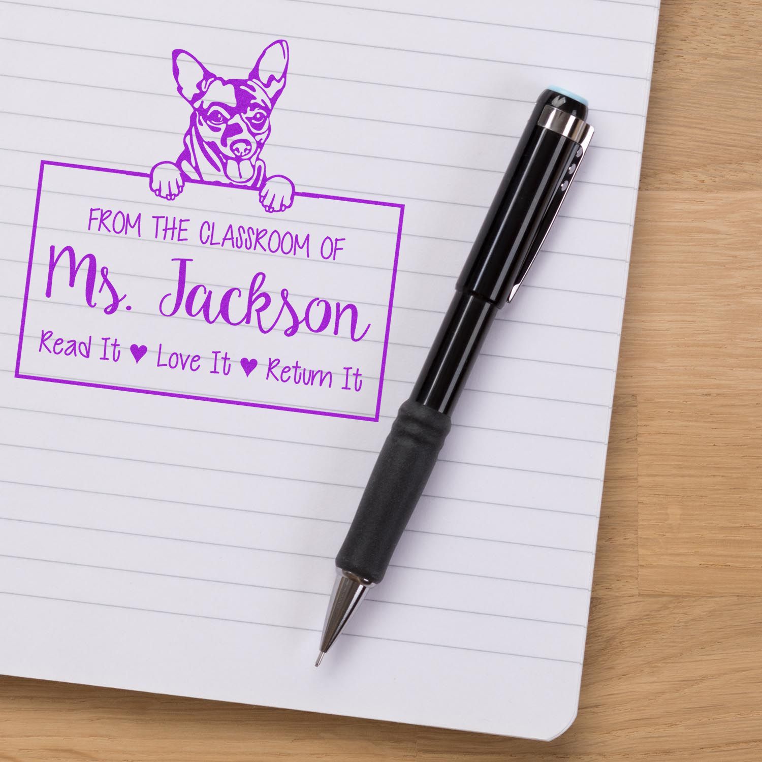 Cihuahua Dog Personalized Please Return My Library Book Stamp - Engineer Seal Stamps