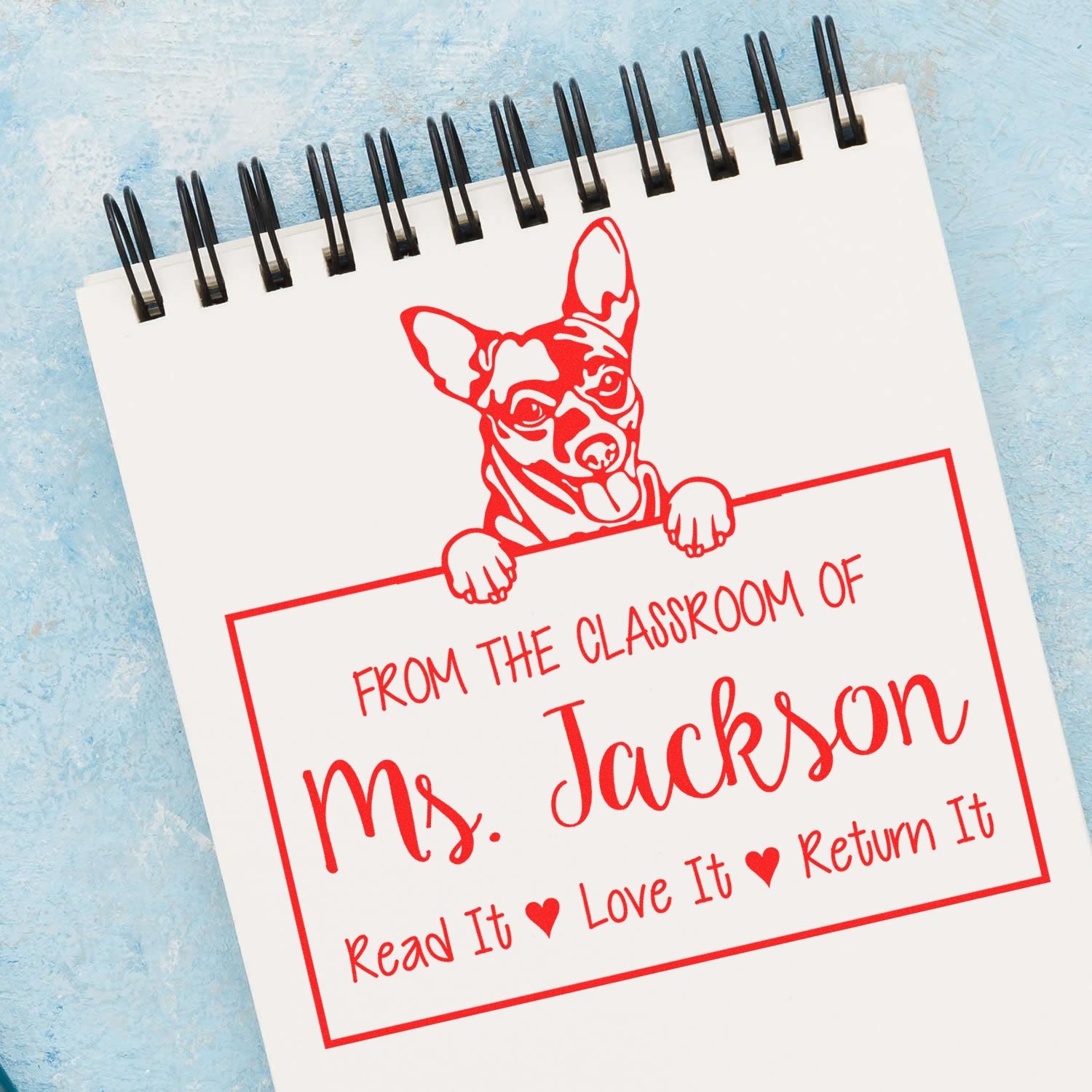 Personalizable School Supplies Stamp with Cihuahua Dog - Engineer Seal Stamps