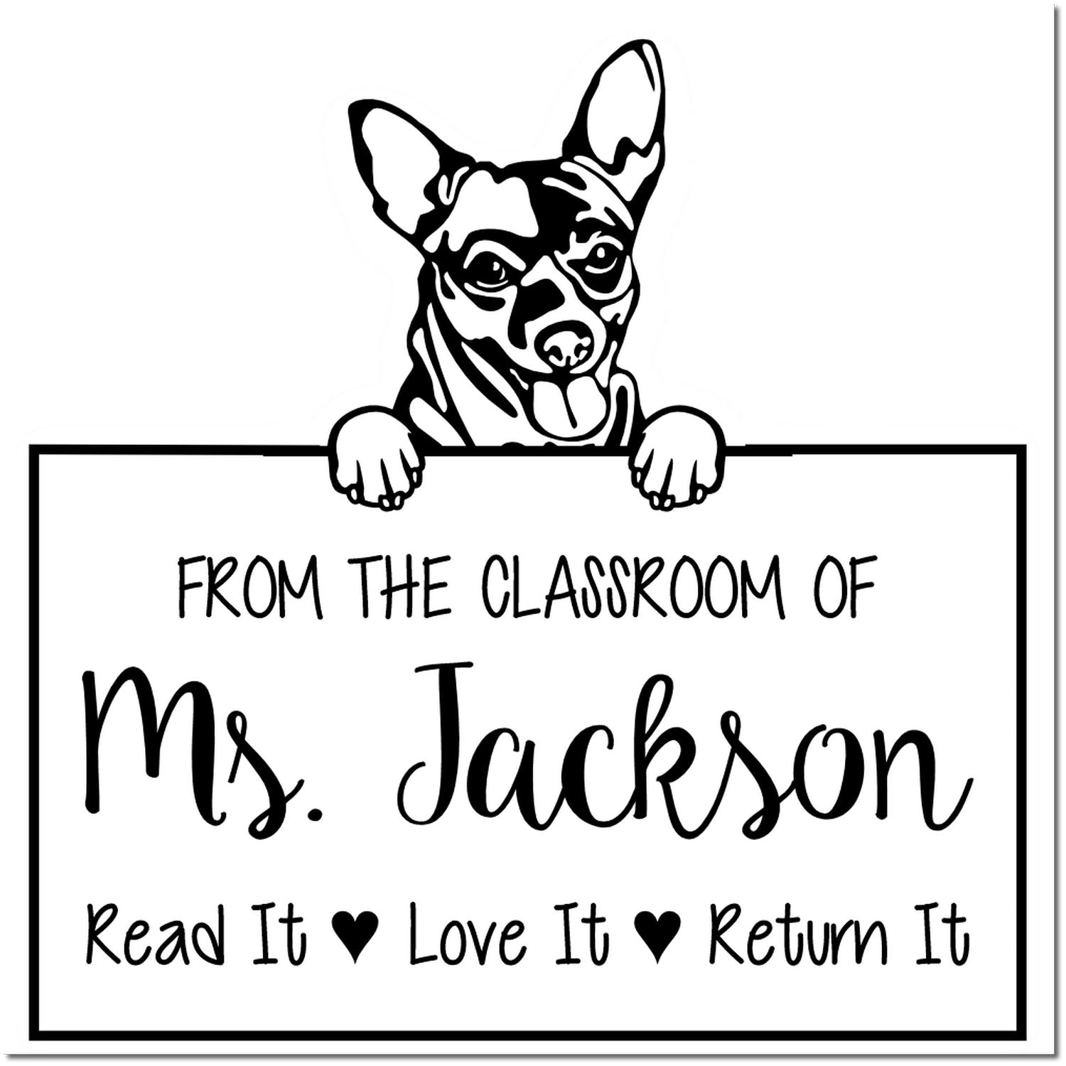 Adorable Chihuahua Customizable Read It Love It Return It Customizable Stamp Self-Inking - Engineer Seal Stamps