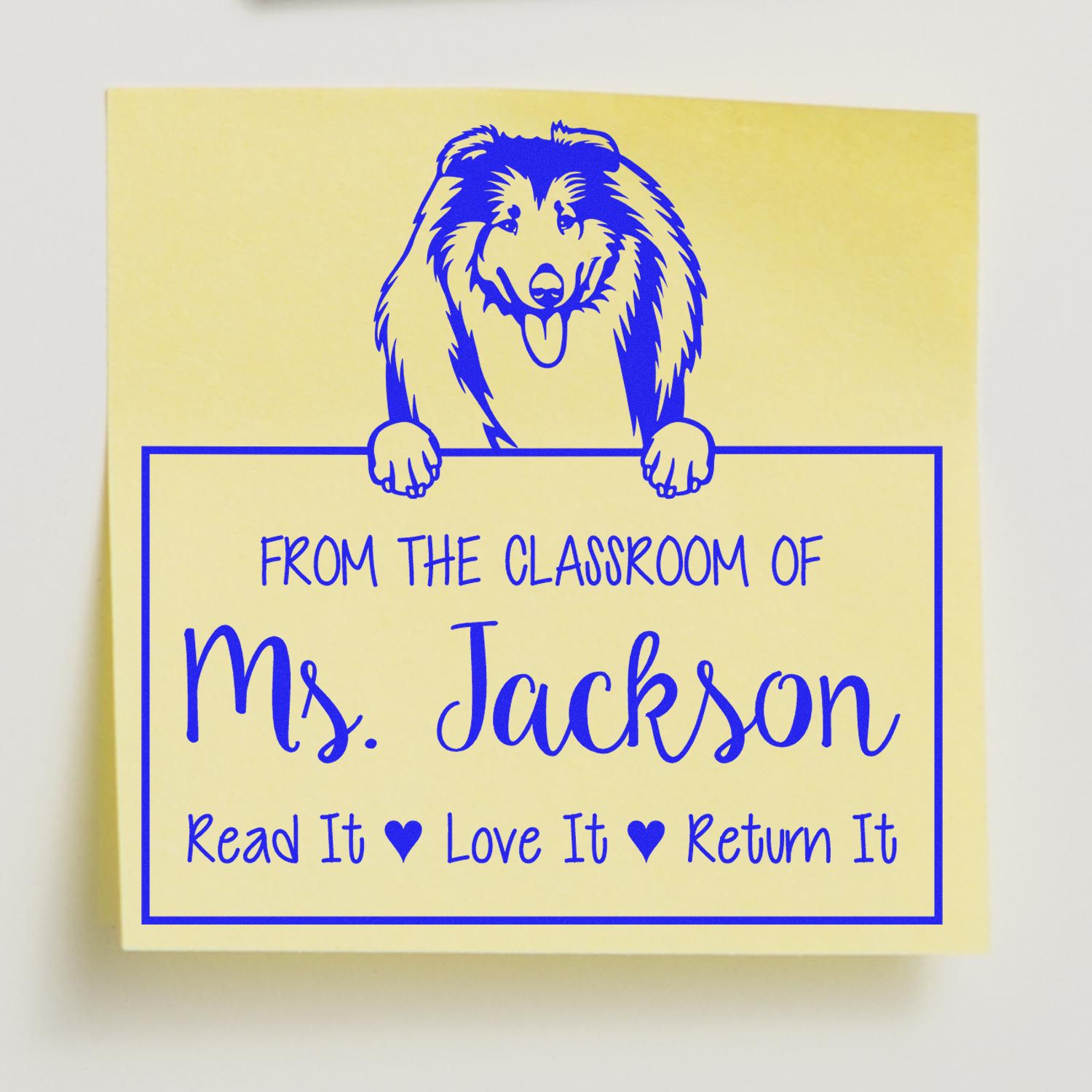 Adorable Collie Customizable Read It Love It Return It For Book Clubs Stamp Self-Inking - Engineer Seal Stamps