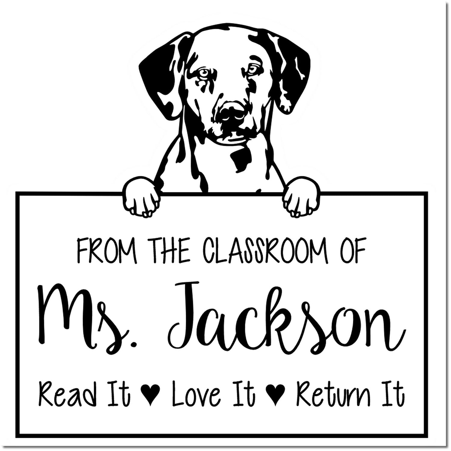 Dalmatian Customizable Read It Love It Return It For Book Collectors Stamp Self-Inking - Engineer Seal Stamps