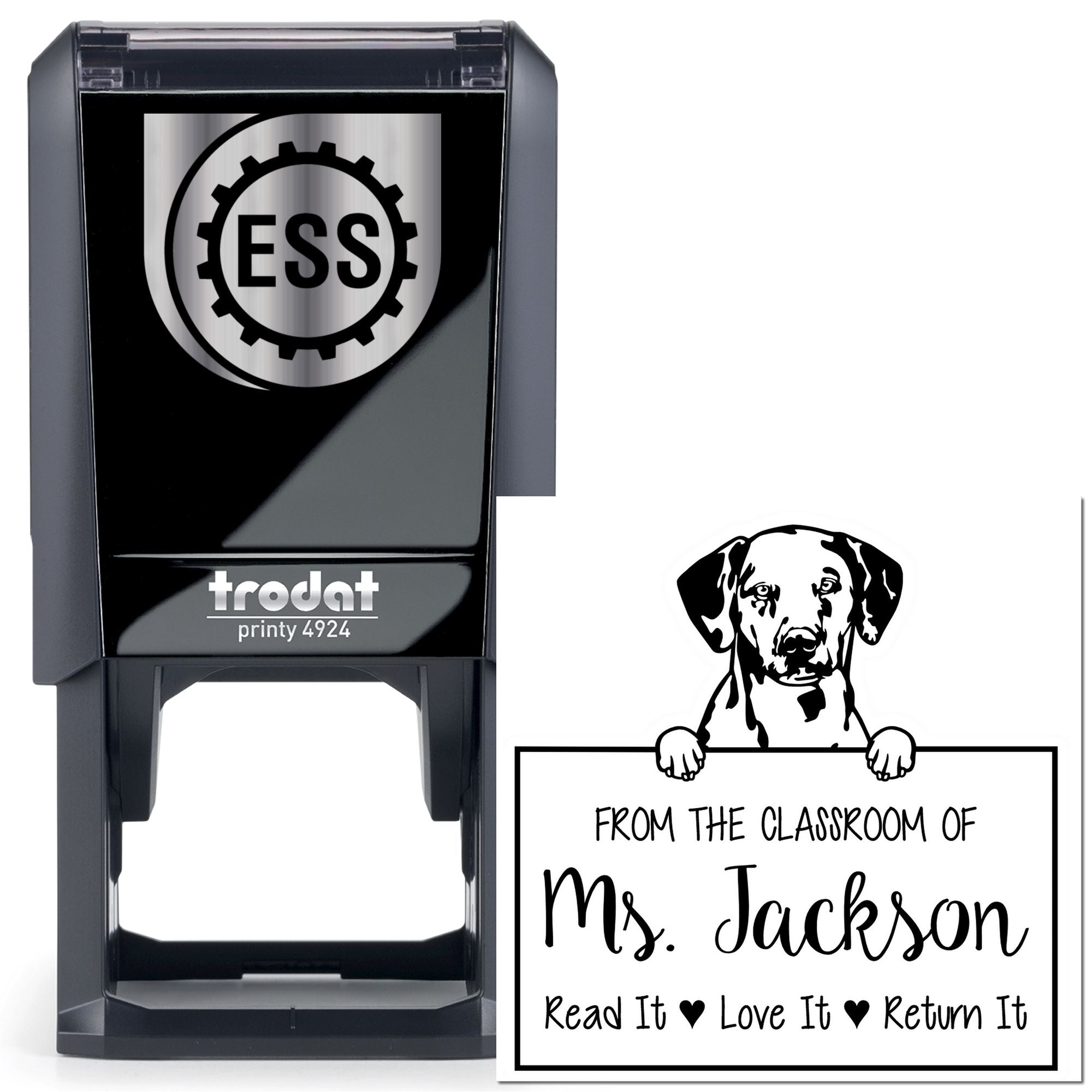 Dalmatian Customizable Read It Love It Return It For Book Collectors Stamp Self-Inking - Engineer Seal Stamps