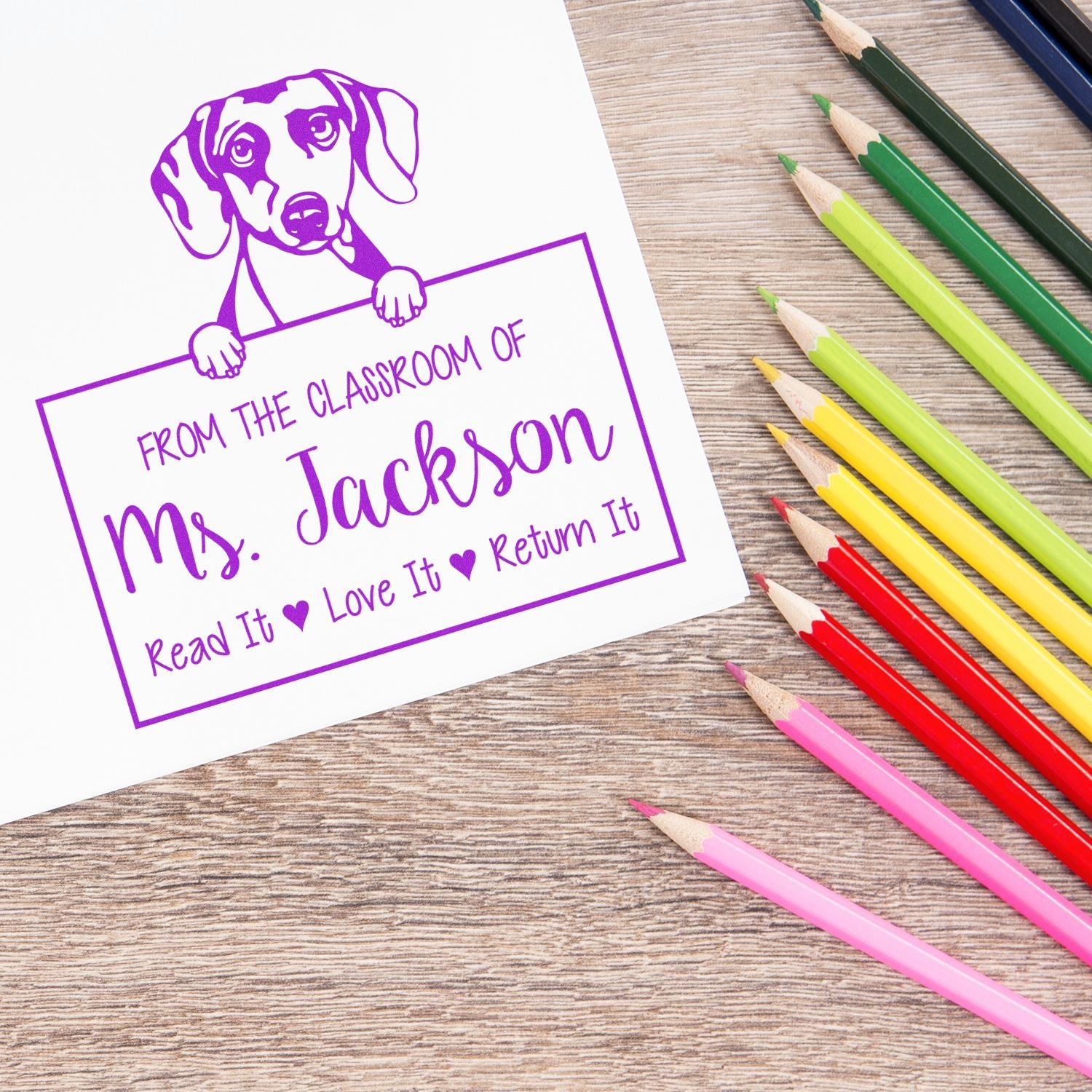 Daschound Dog Personalized Book Borrowing Rules Stamp - Engineer Seal Stamps