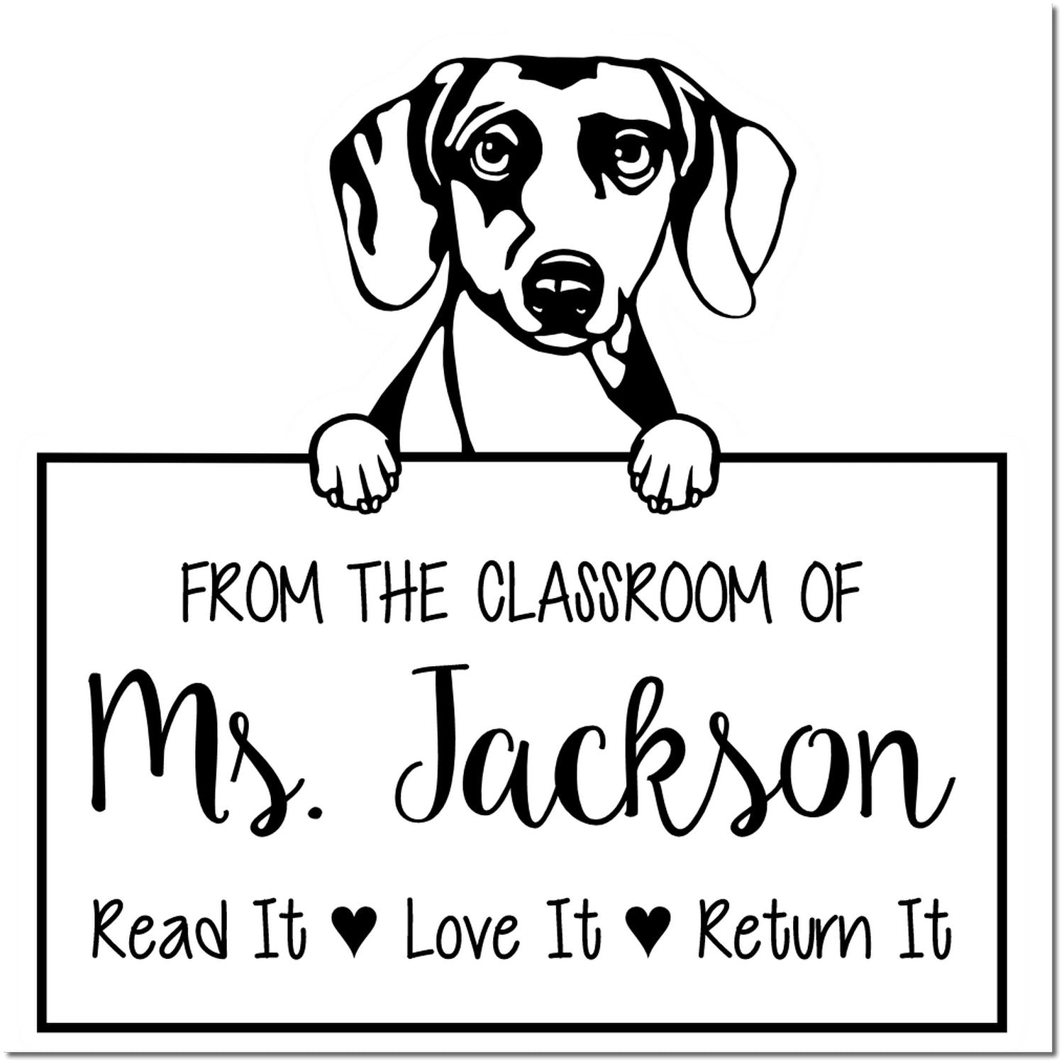 Daschound Customizable Read It Love It Return It For Book Exchange Stamp Self-Inking - Engineer Seal Stamps