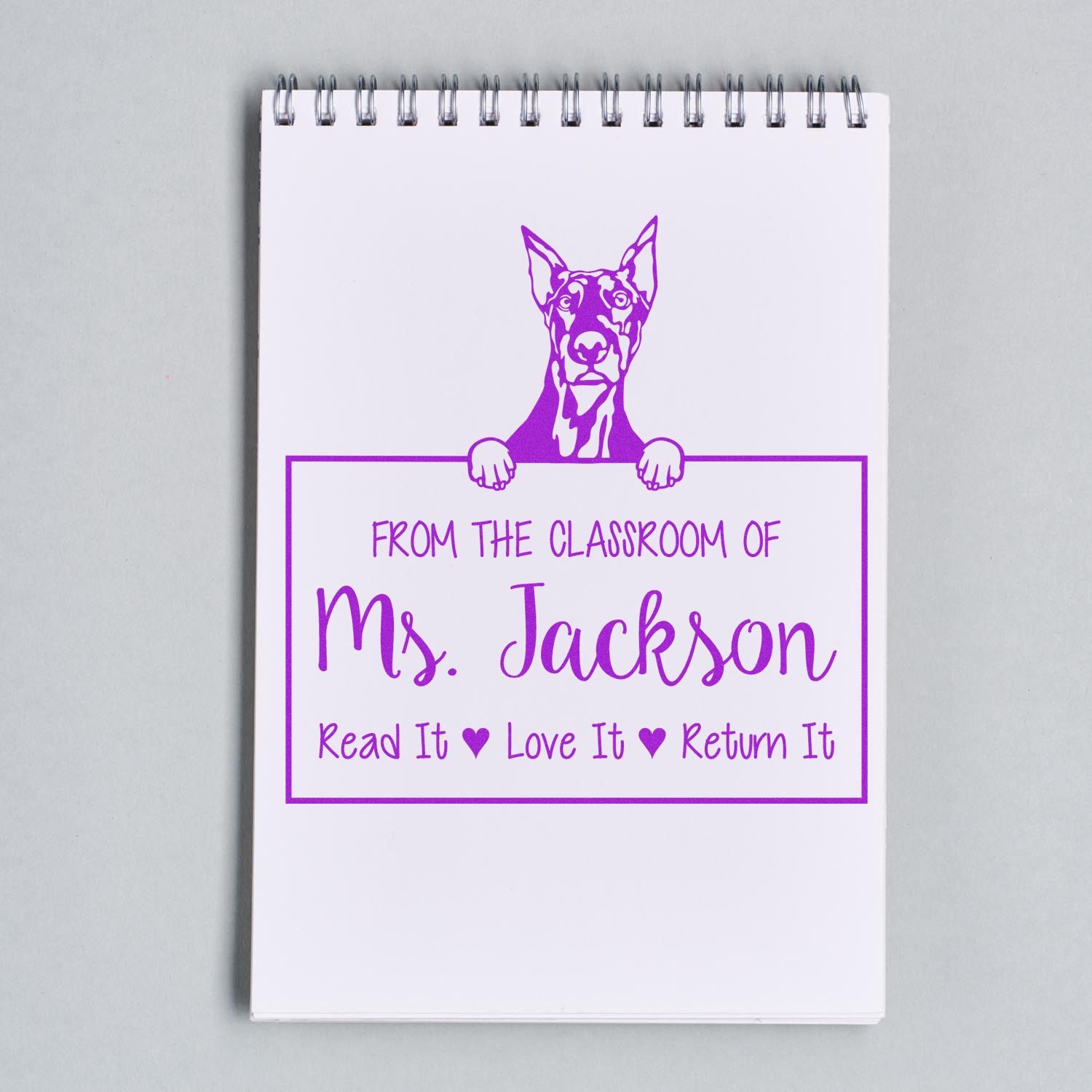 Doberman Customizable Read It Love It Return It For Book Lovers Stamp Self-Inking - Engineer Seal Stamps