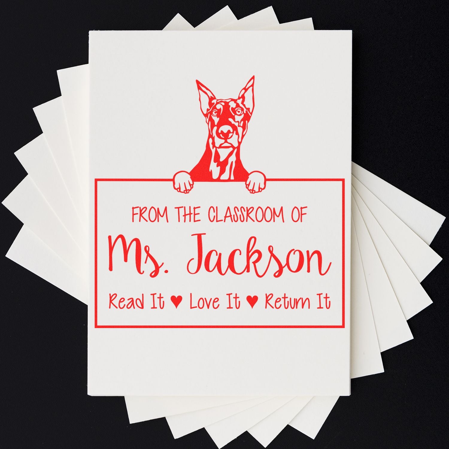 Doberman Customizable Read It Love It Return It For Book Lovers Stamp Self-Inking - Engineer Seal Stamps