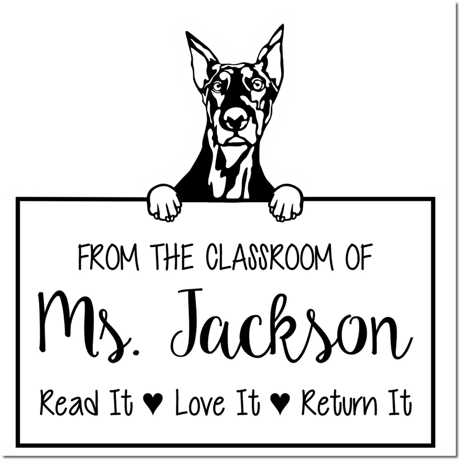 Doberman Customizable Read It Love It Return It For Book Lovers Stamp Self-Inking - Engineer Seal Stamps