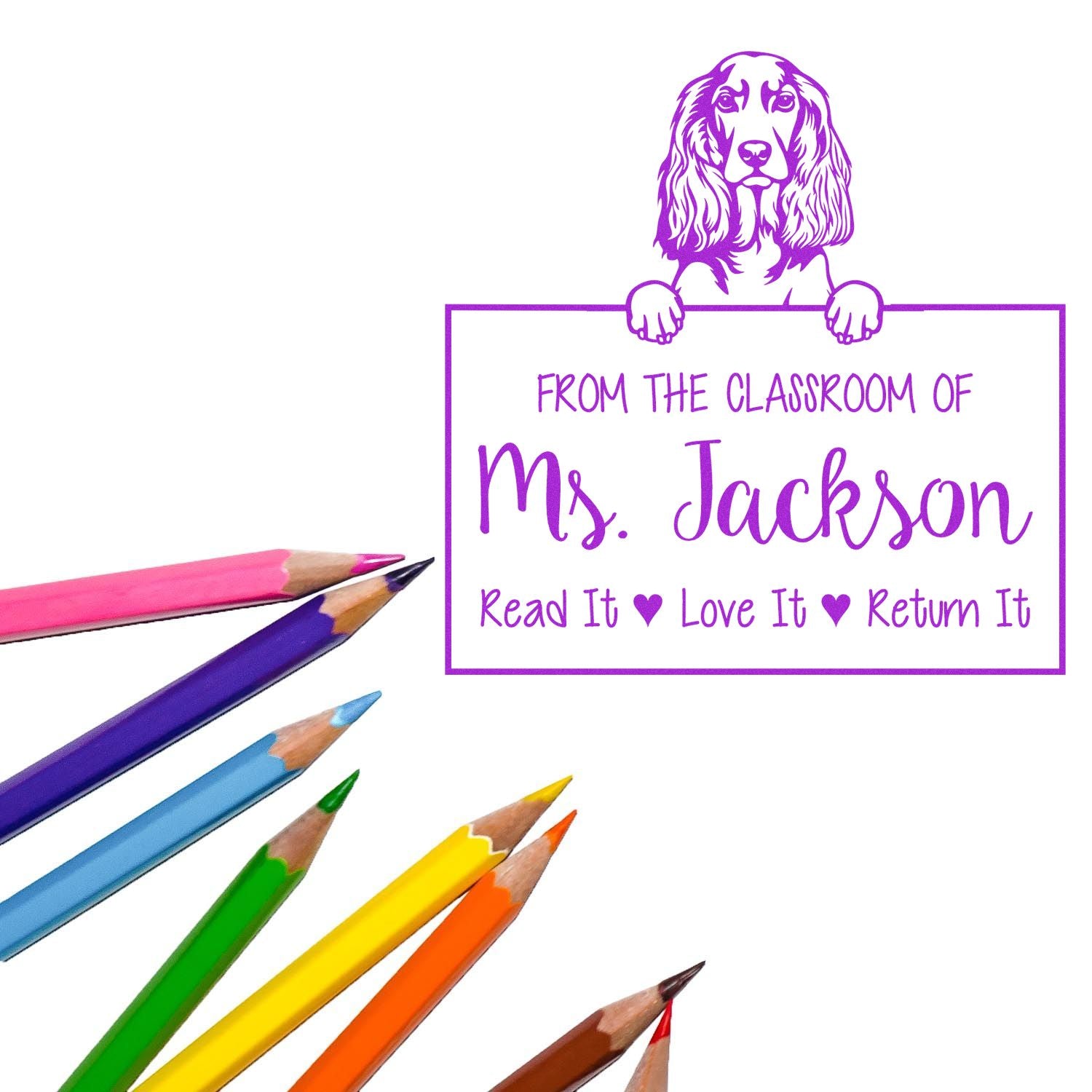 English Cocker Spaniel Dog Personalized Classroom Reading Tools Stamp - Engineer Seal Stamps