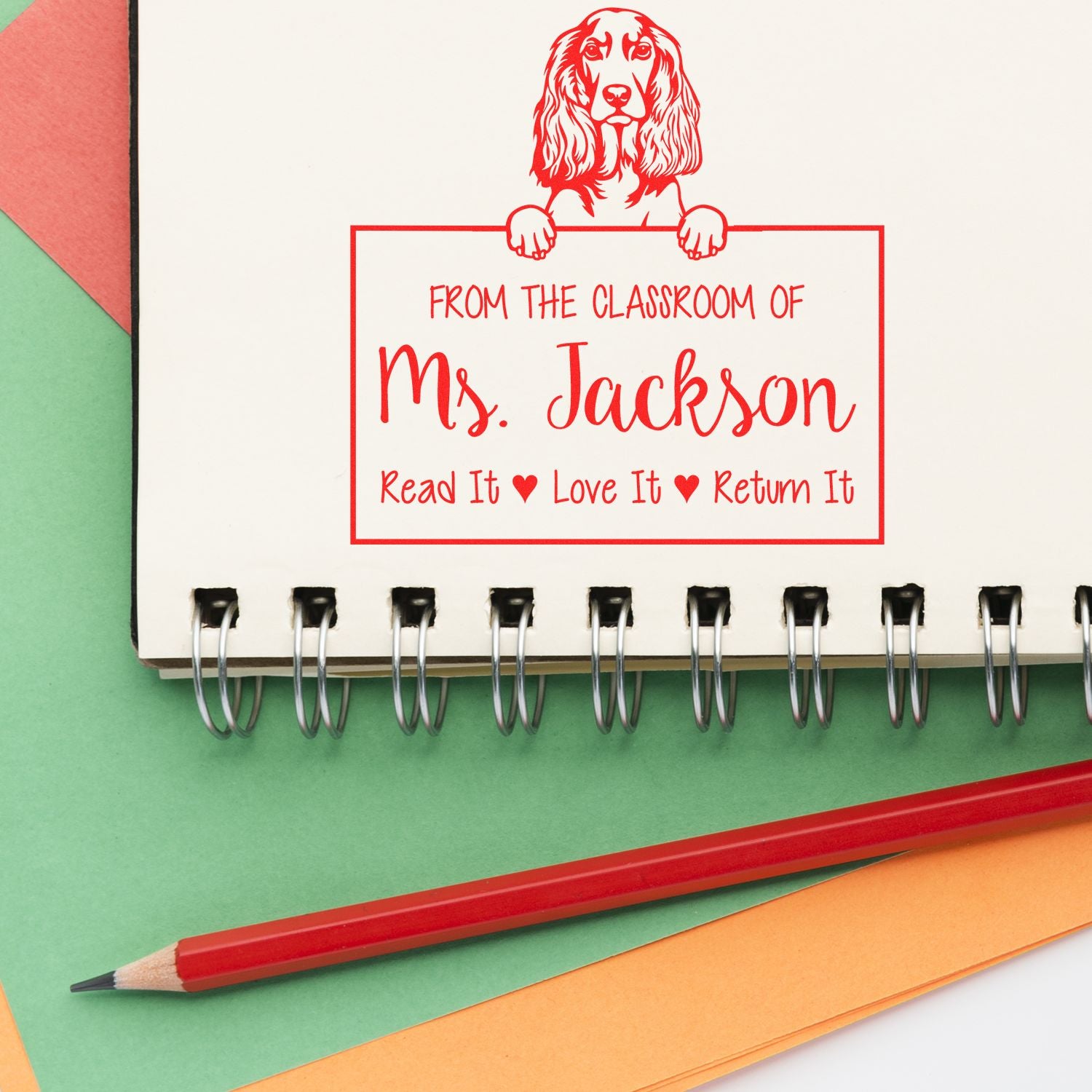 English Cocker Spaniel Customizable Read It Love It Return It For Book Sharing Stamp Self-Inking - Engineer Seal Stamps