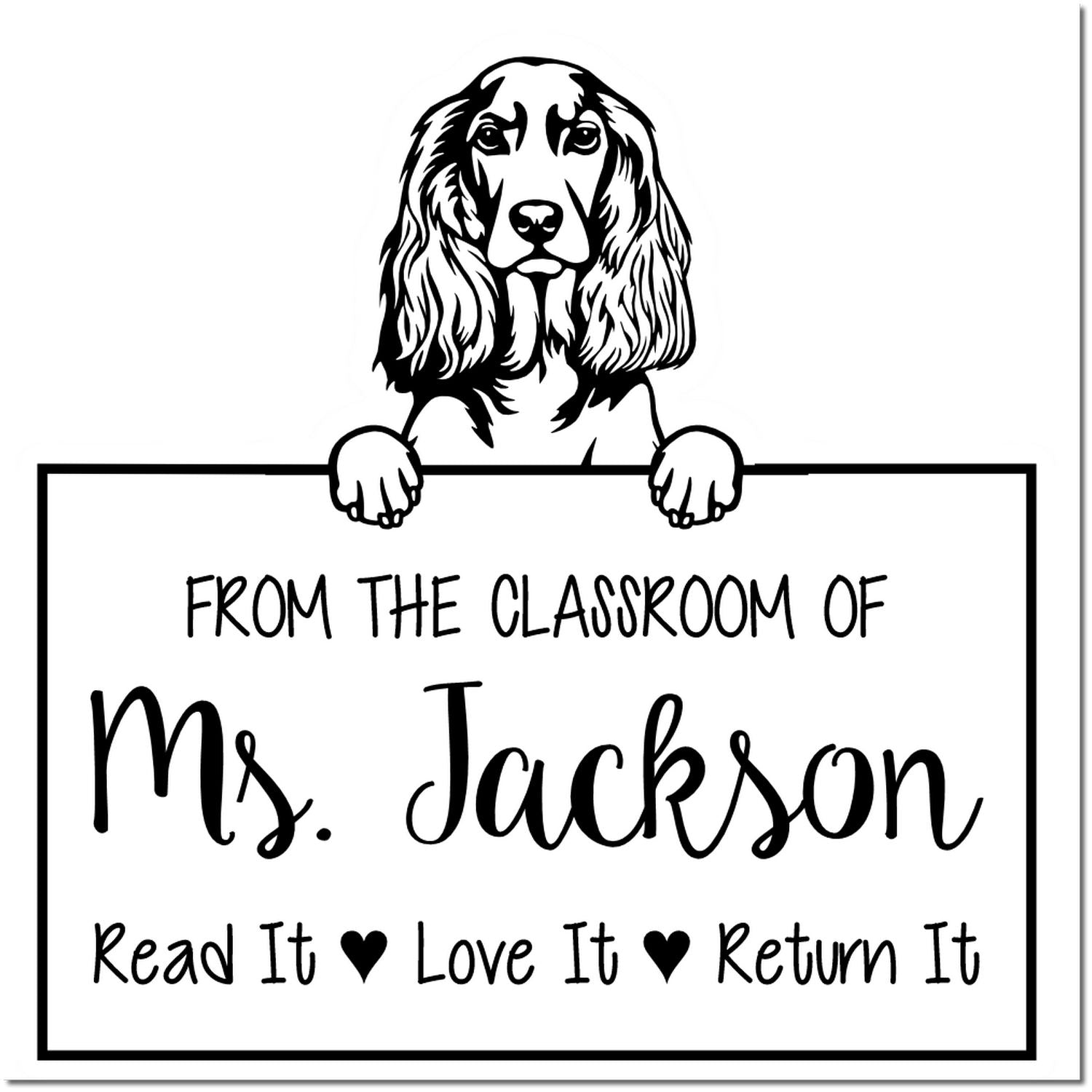 English Cocker Spaniel Customizable Read It Love It Return It For Book Sharing Stamp Self-Inking - Engineer Seal Stamps