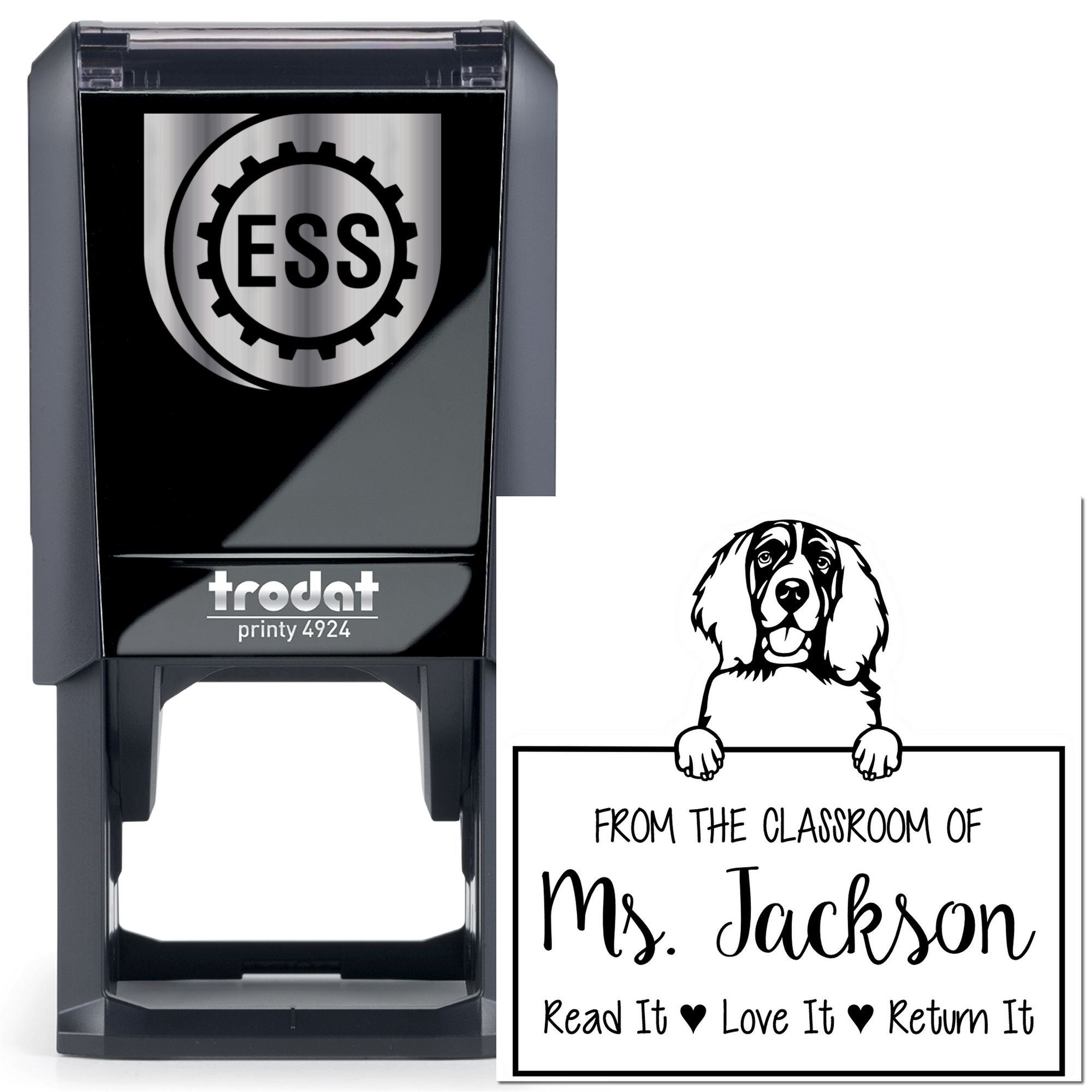 English Springer Spaniel Customizable Read It Love It Return It For Books Stamp Self-Inking - Engineer Seal Stamps