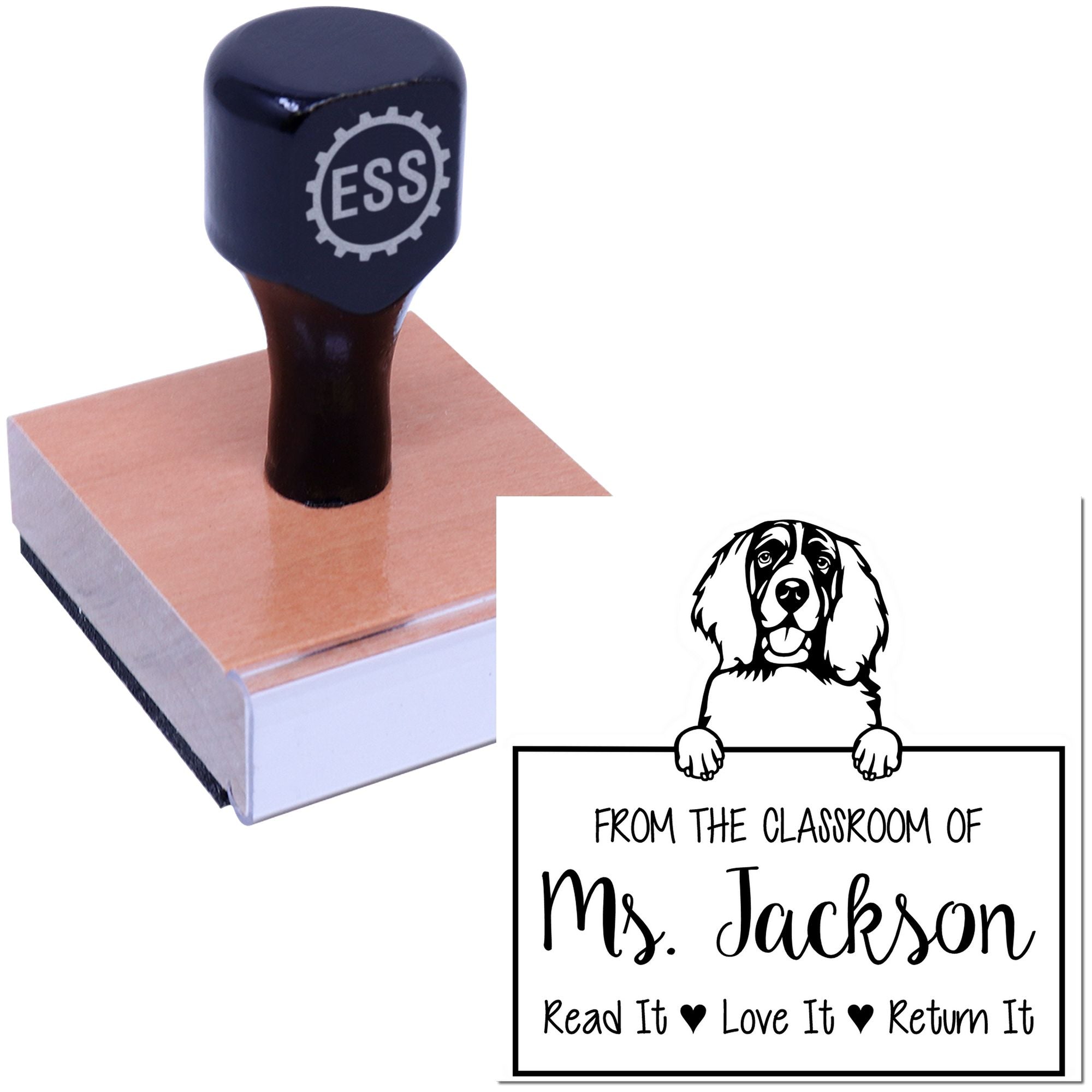 English Springer Spaniel Custom Private Library Stamp