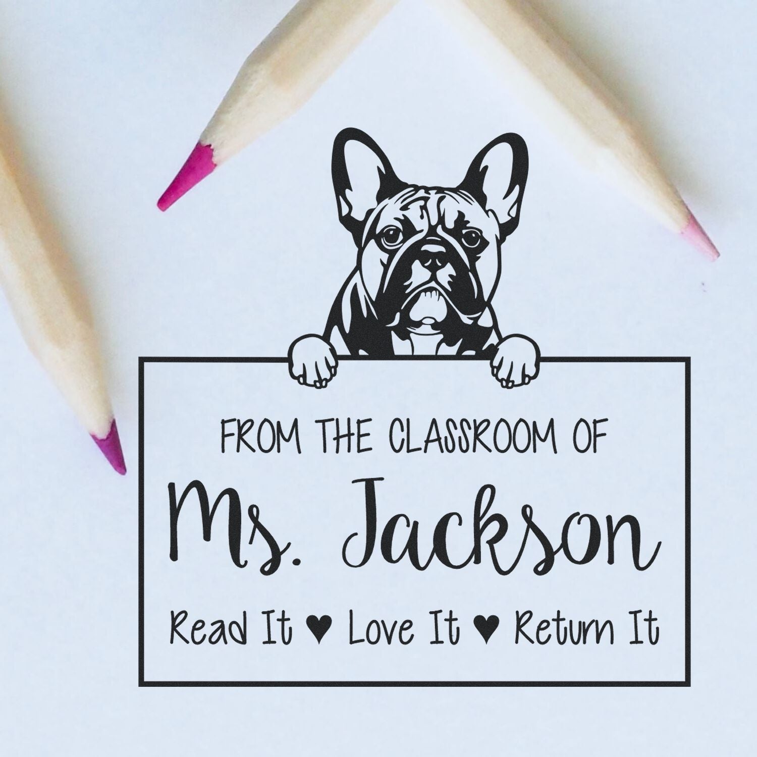 French Bulldog Custom Property Of Library Stamp - Engineer Seal Stamps