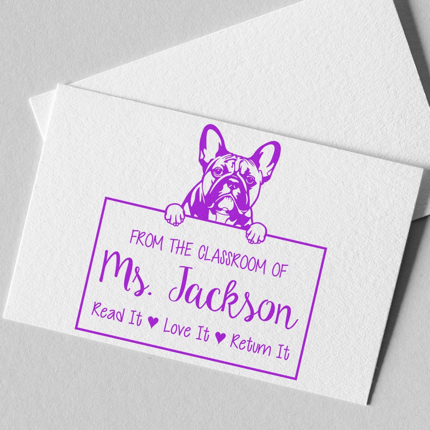 French Bulldog Dog Personalized Book Ownership Tool Stamp - Engineer Seal Stamps