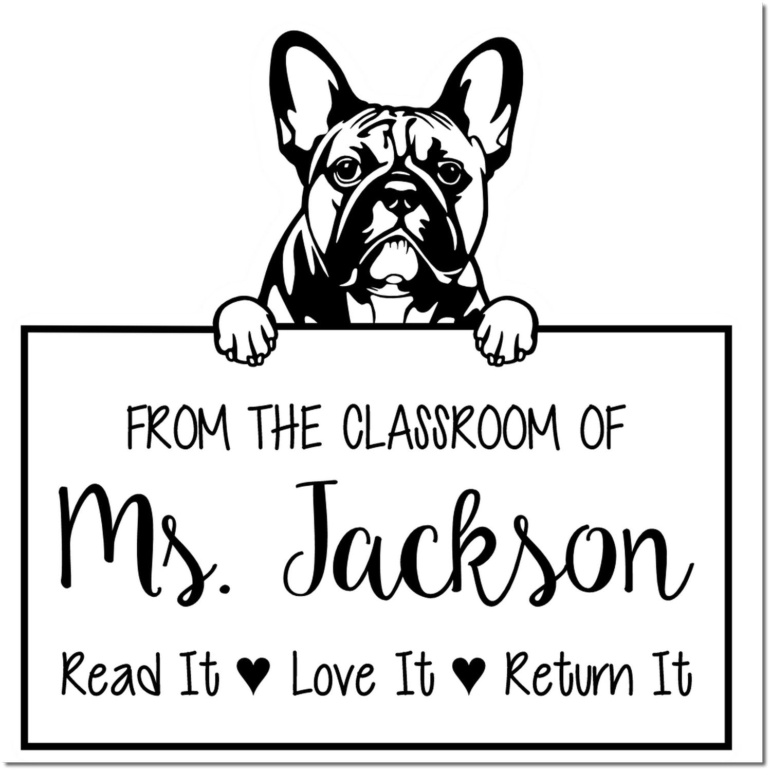 French Bulldog Custom Property Of Library Stamp - Engineer Seal Stamps