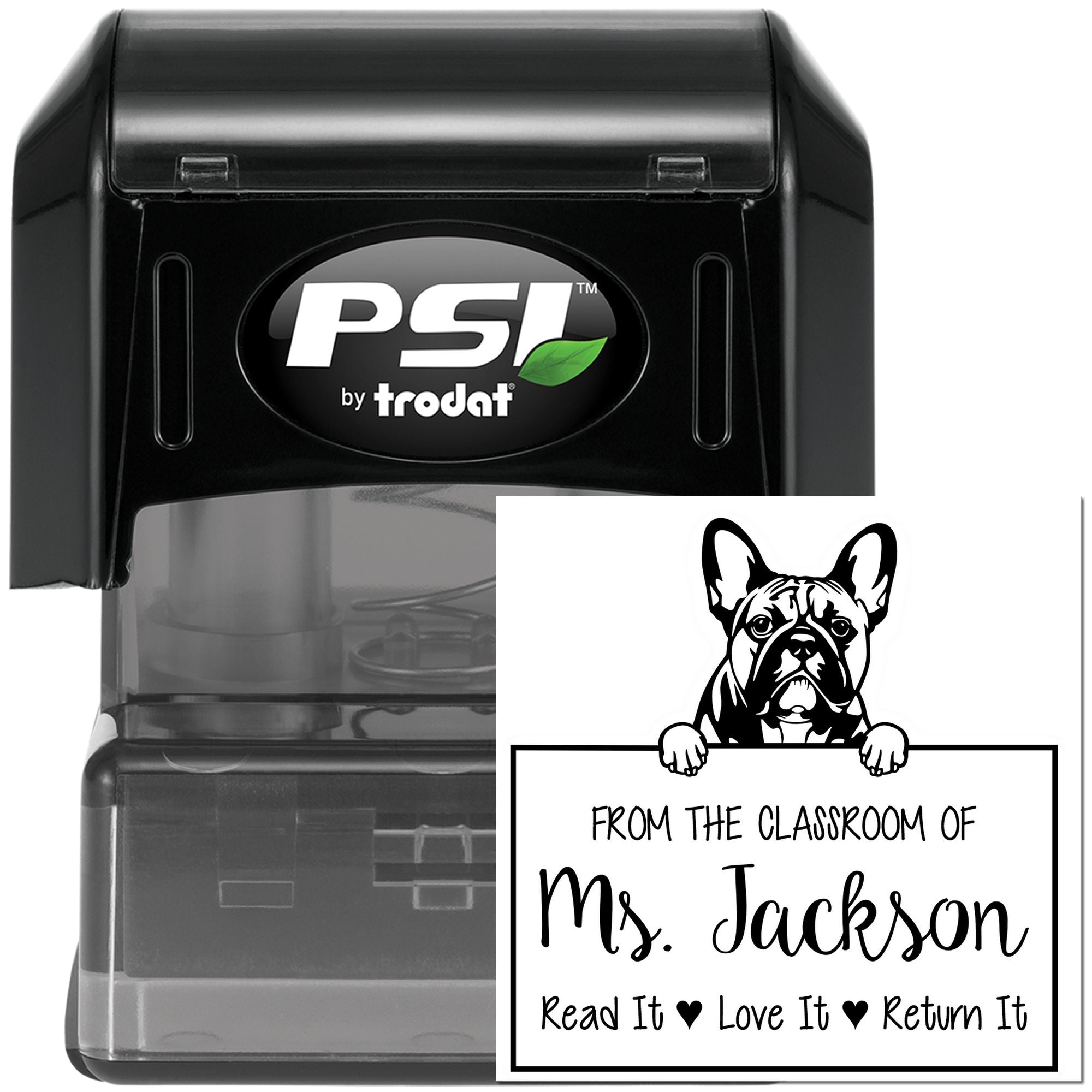 French Bulldog Dog Personalized Book Ownership Tool Stamp - Engineer Seal Stamps