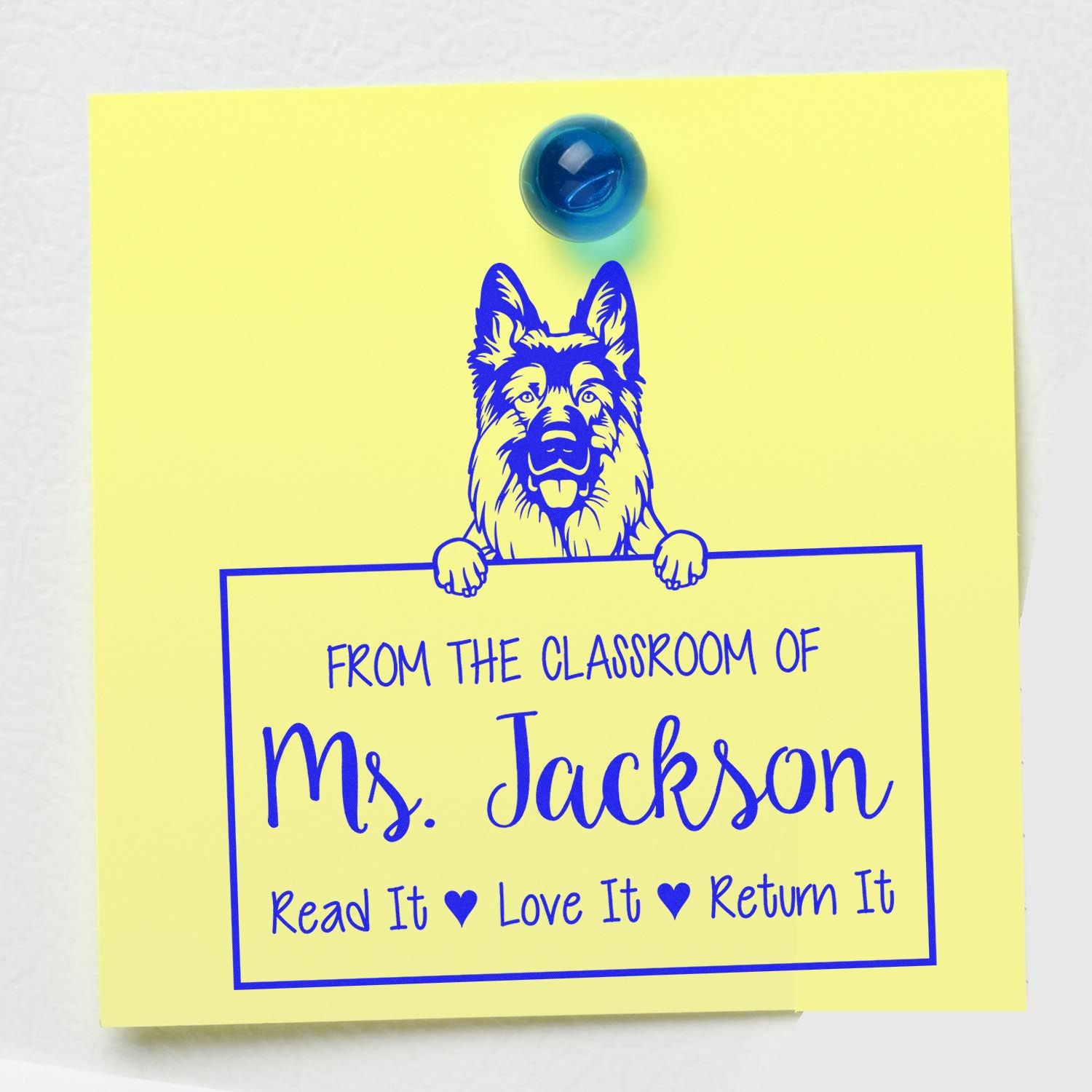 German Shepherd Custom Read It Love It Return It Book Stamp - Engineer Seal Stamps