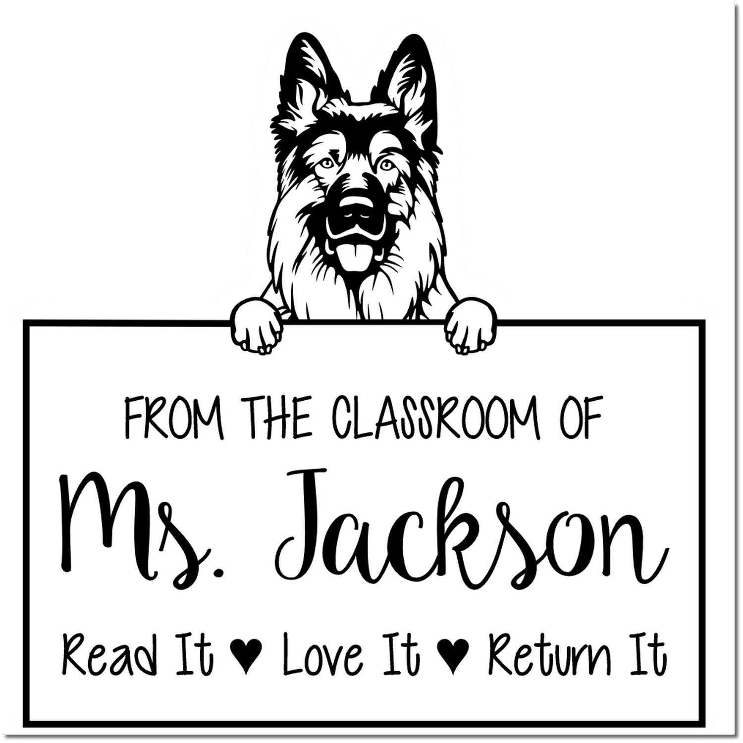 German Shepherd Customizable Read It Love It Return It For Kids Stamp Self-Inking - Engineer Seal Stamps
