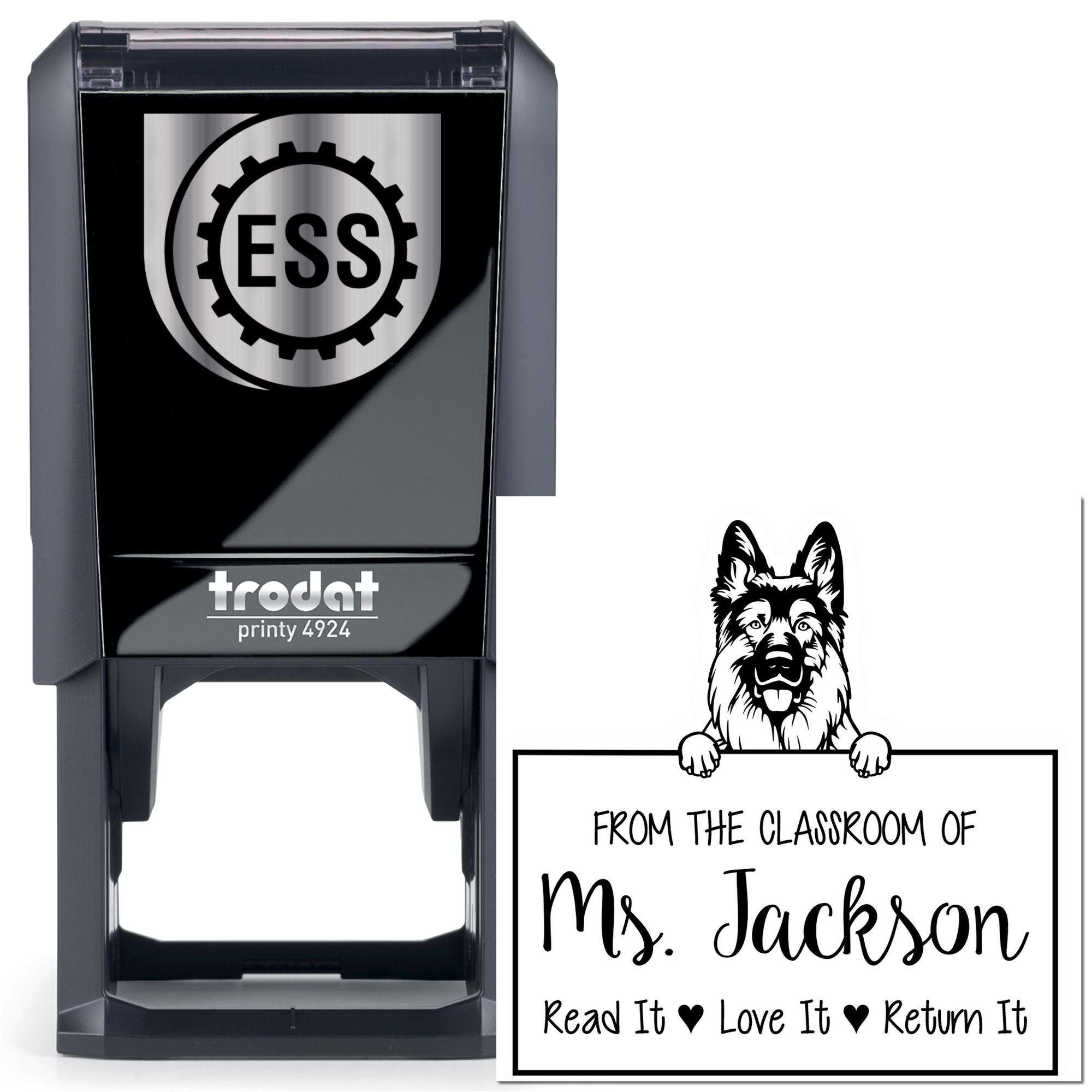 German Shepherd Customizable Read It Love It Return It For Kids Stamp Self-Inking - Engineer Seal Stamps