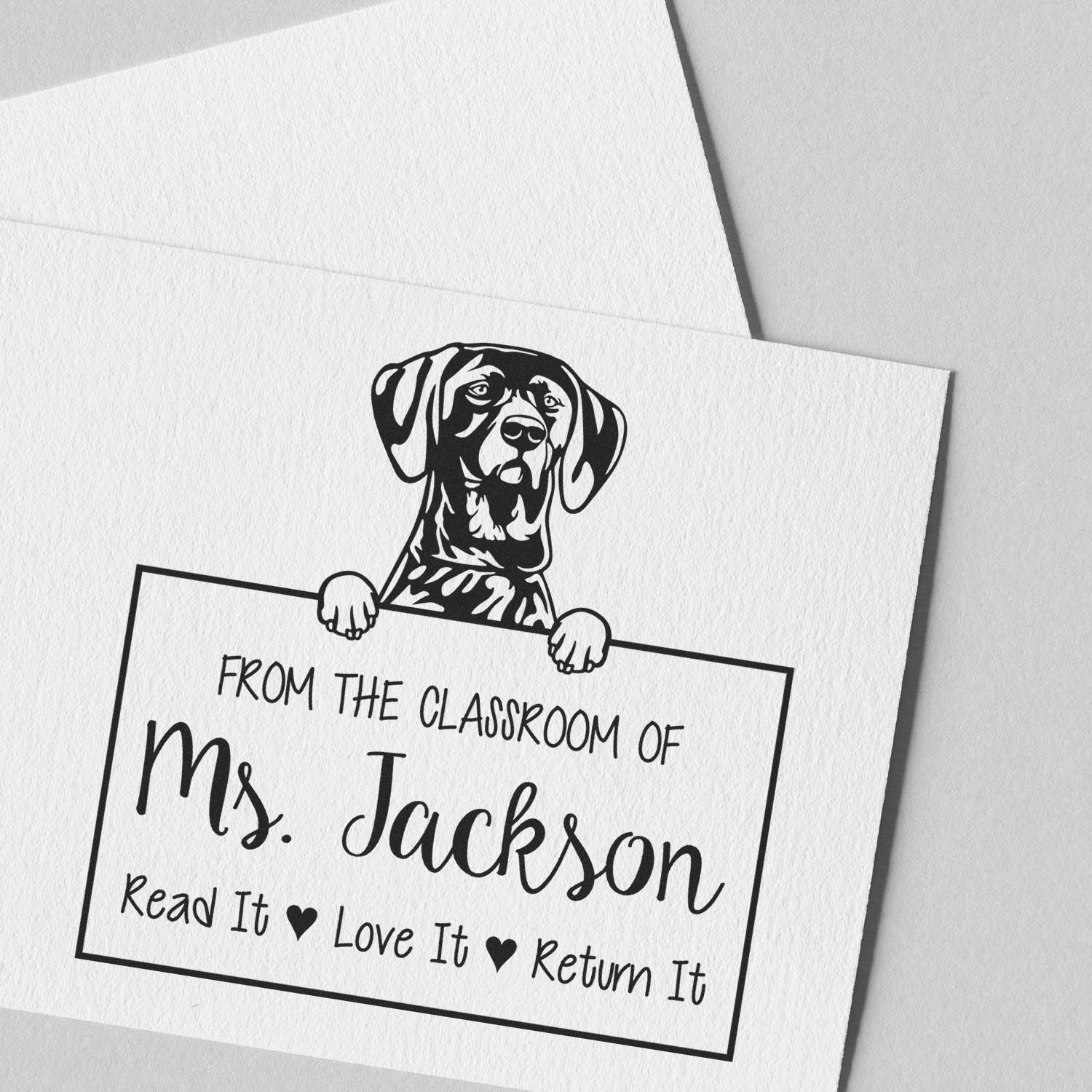 German Shorthaired Pointer Dog Personalized Borrowed Classroom Library Stamp - Engineer Seal Stamps