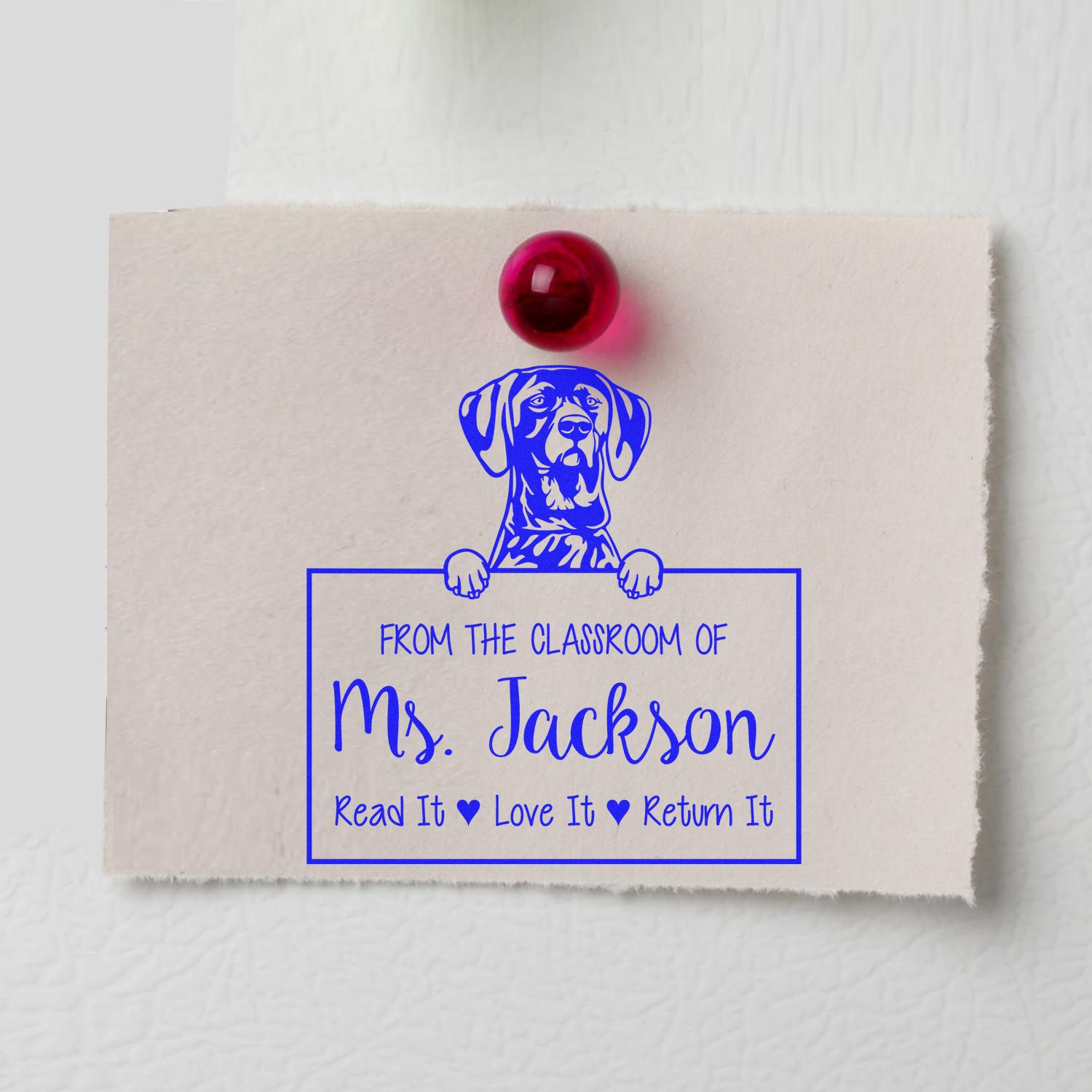 Personalizable Teacher Appreciation Stamp with German Shorthaired Pointer Dog - Engineer Seal Stamps